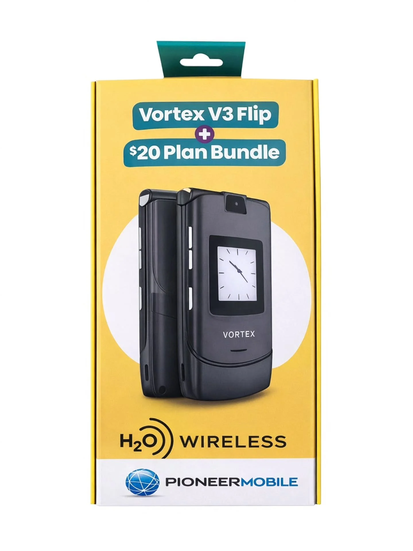 H2O Wireless Vortex V3 Flip + $20 Plan = $50.00

H2O Wireless $20 Unlimited Talk, Text &amp; 3GB Plan:
- Unlimited Talk &amp; Text Nationwide
- 3GB of High-Speed data (Unlimited at up to 256 kbps speed thereafter)
- Unlimited International Talk to 10