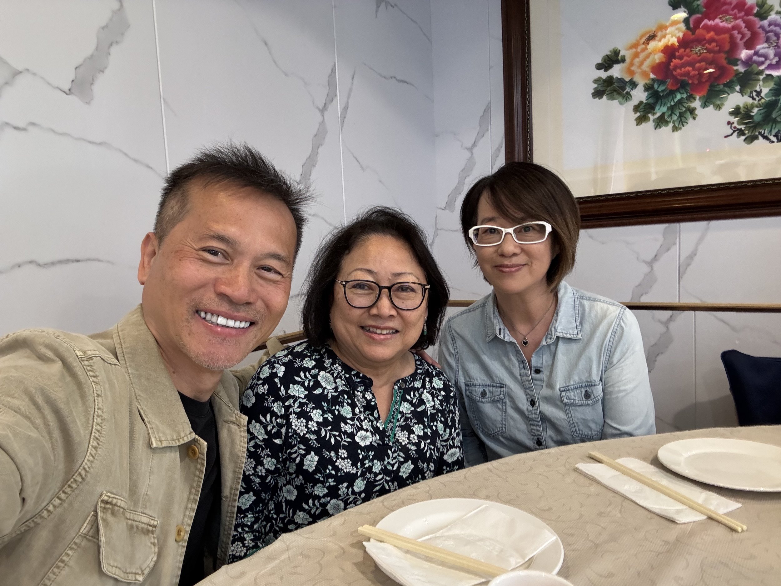 Patrick, Dianne, Phyllis at lunch at New Port restaurant to honor outgoing and incoming Executive Committee members, 07/01/2025