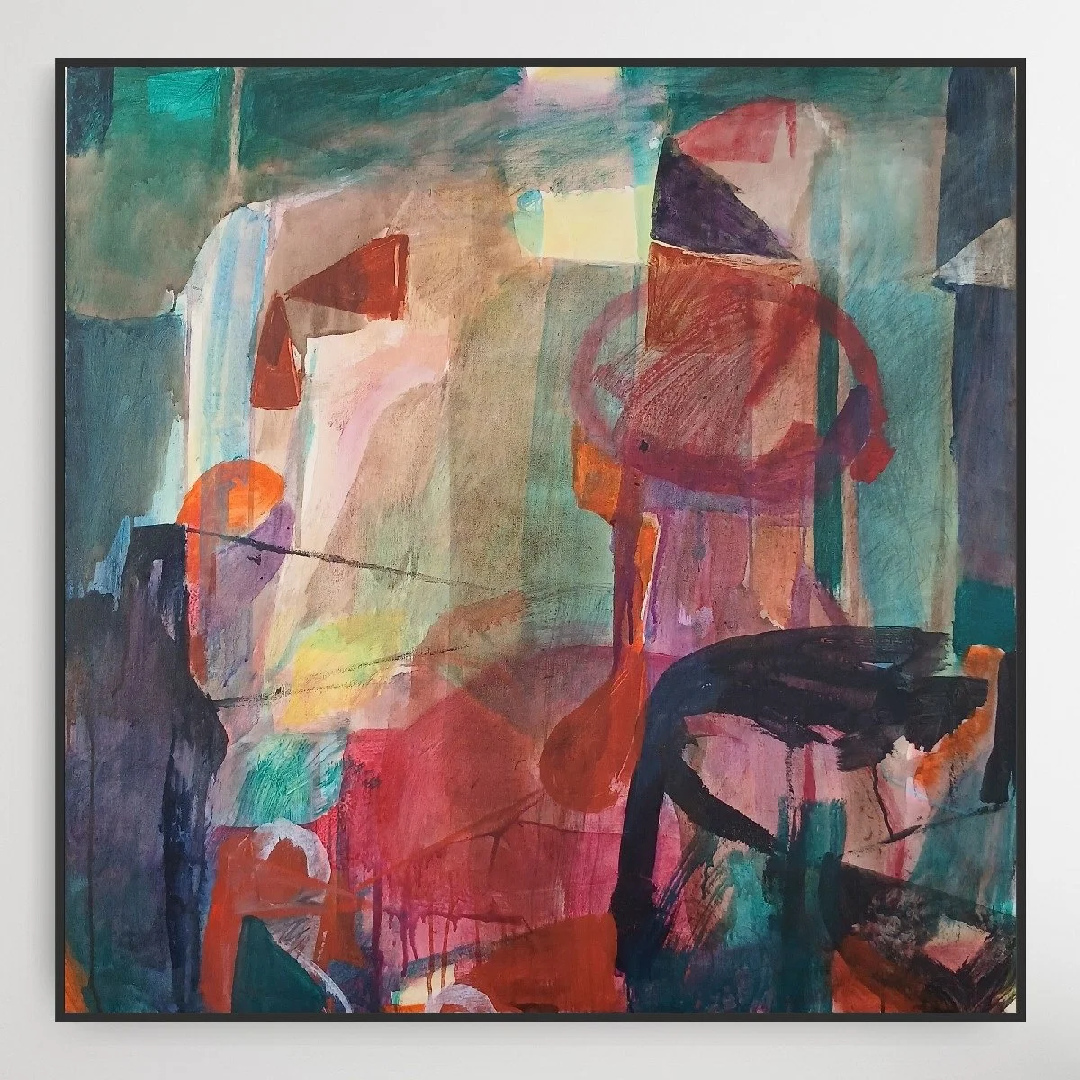 Andrew Portwood, Duality, 2026, 36x36x1.5, acrylic on canvas, 2026 blk frm.jpg