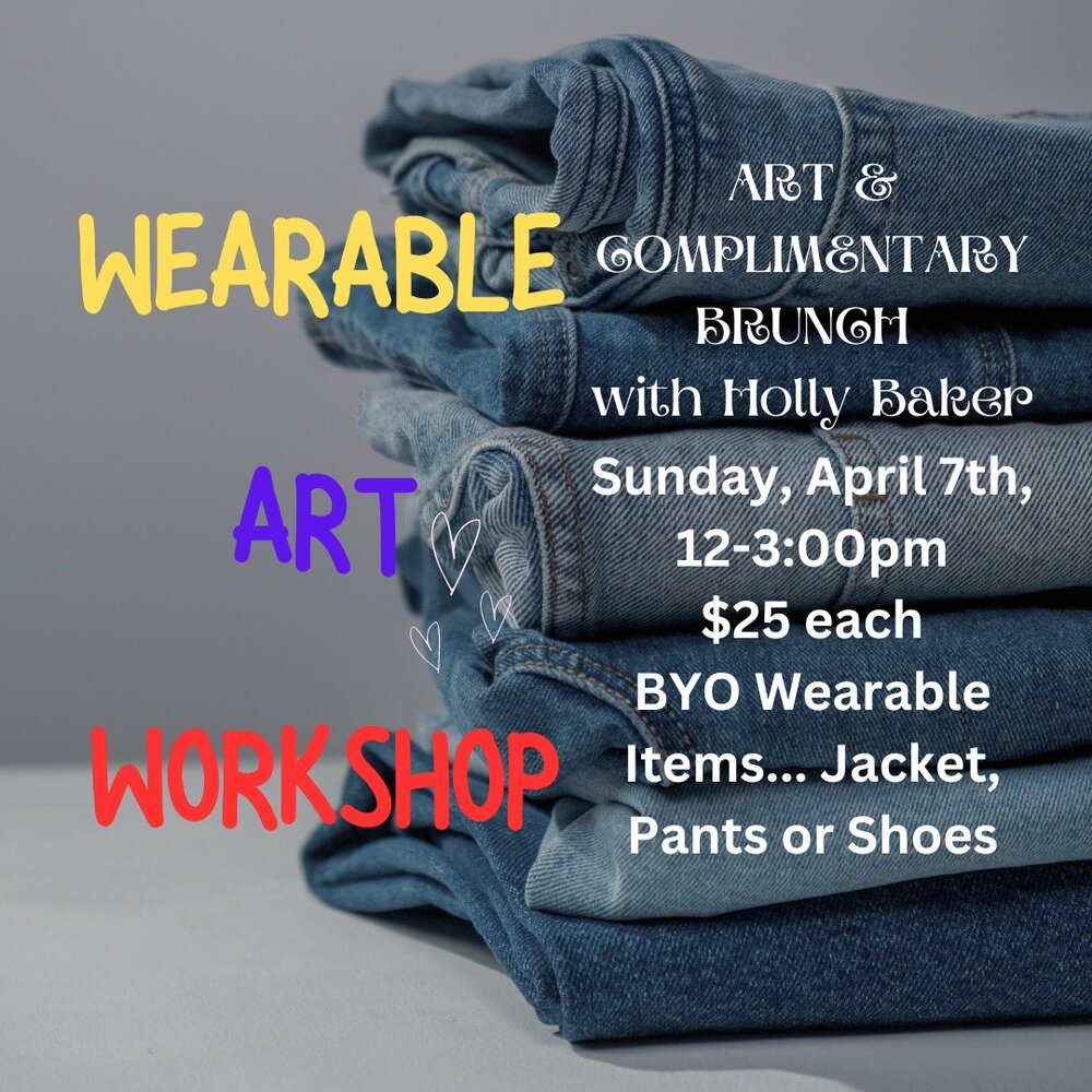 Two events to create fun fashion!
Friday April 5th 5-8 pm - Finish your jacket for the Jacket Project
Sunday April 7th 12-3 pm - Hang out with Holly and create Wearable Art
Sign up now space is limited!
https://www.councilforthearts.net/registrations
