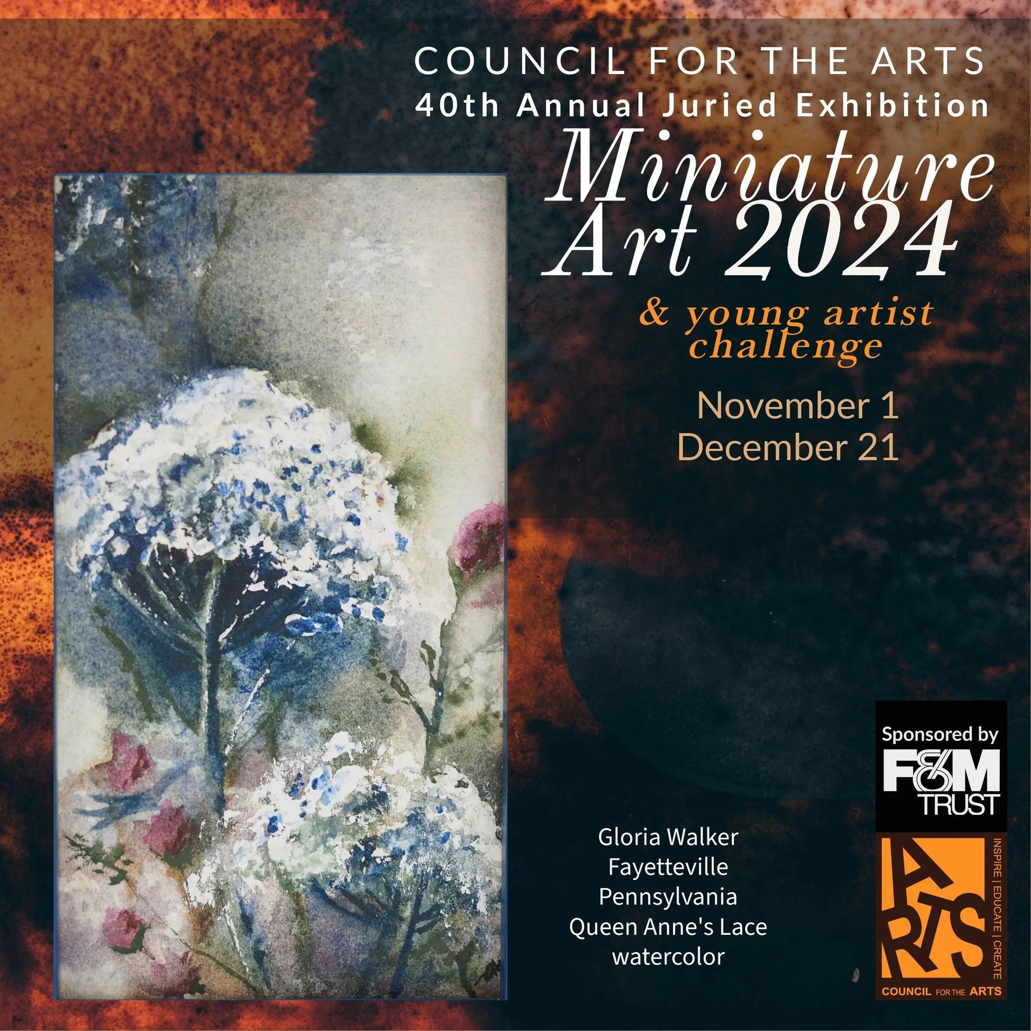 Miniature Art at CFTA
View miniature paintings and sculptures from across the country. 
Miniature art is often described as fine original art done on a small scale.
These tiny wonders are a delight to see. 
Magnifying glasses provided.
40th Annual Na