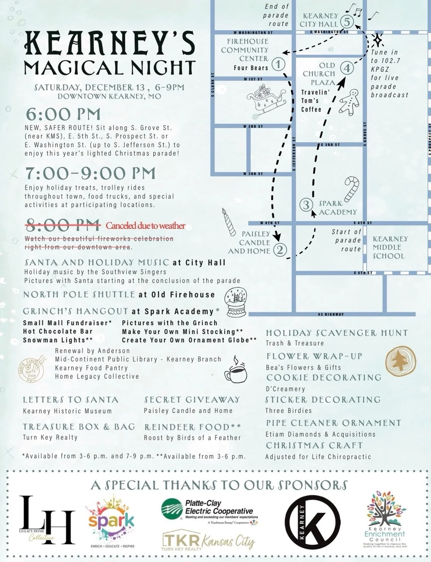 Come visit us tonight from 7pm-9pm for Kearney&rsquo;s Magical Night! A Christmas parade will start at 6pm through downtown and businesses will be open after! We hope to see you later! #christmas #kearneymo #christmasparade