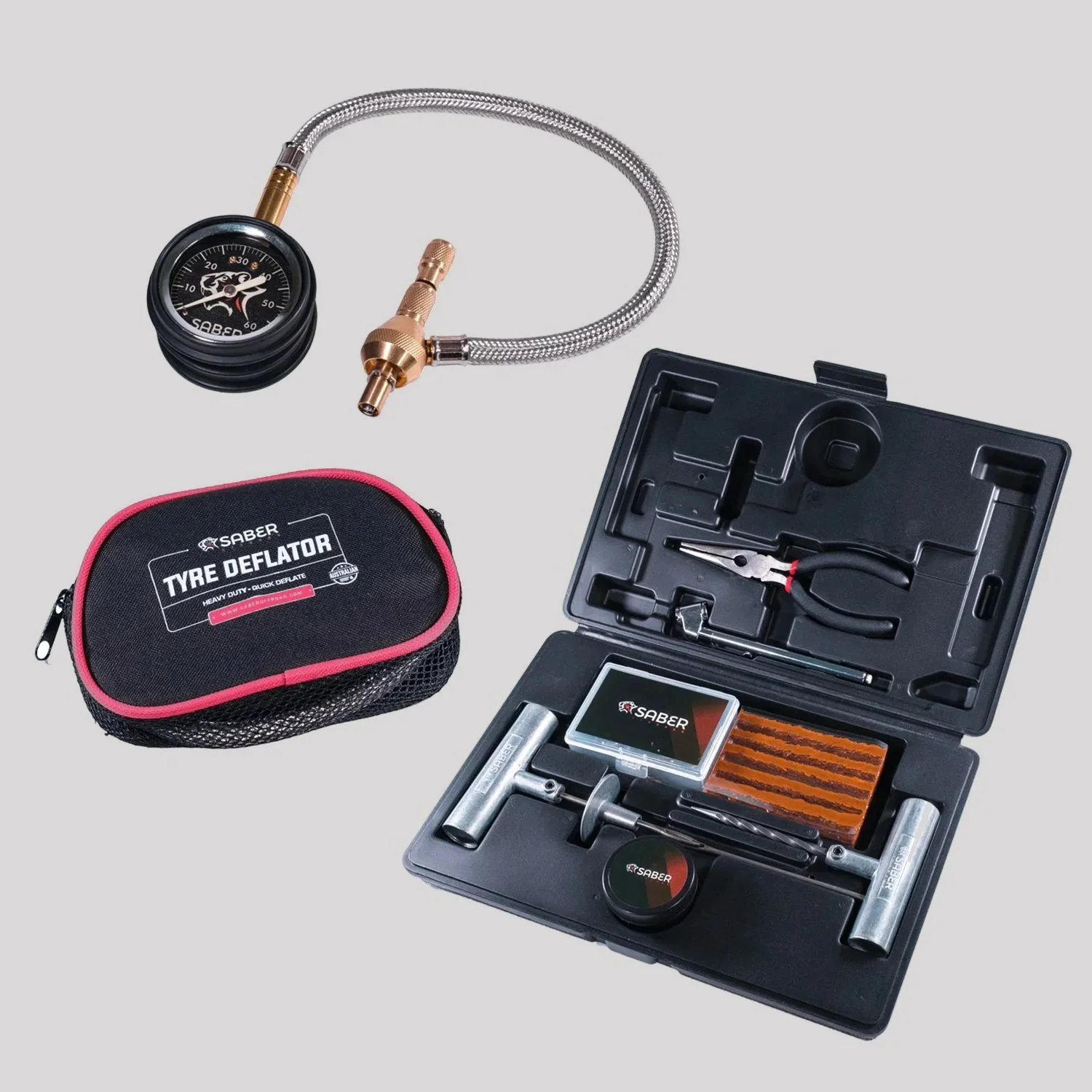Saber Tyre Safety Bundle - Tyre Deflator & Repair Kit – Saber Offroad