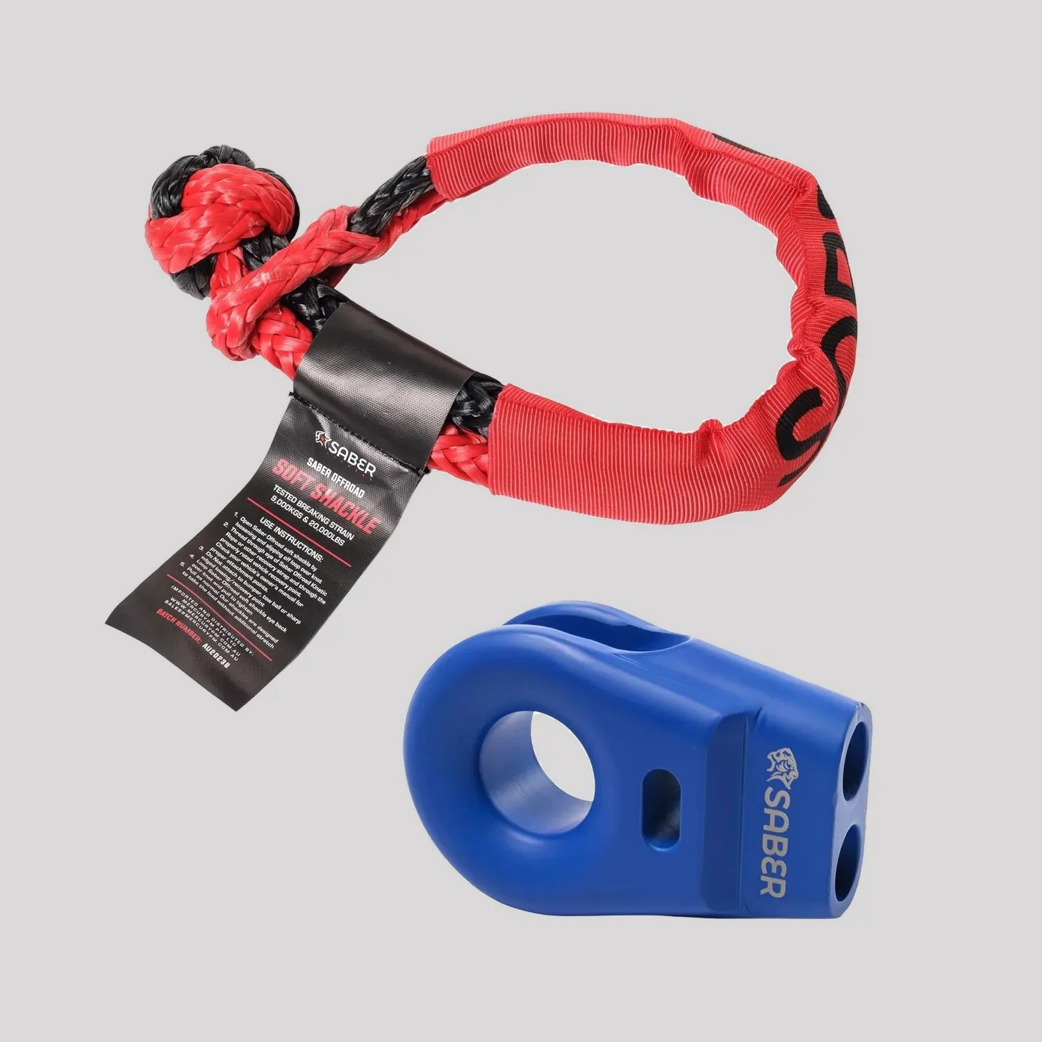 Saber Aluminium Spliced Winch Thimble & 9K Soft Shackle BUNDLE – Cerakote Blue – Saber Offroad
