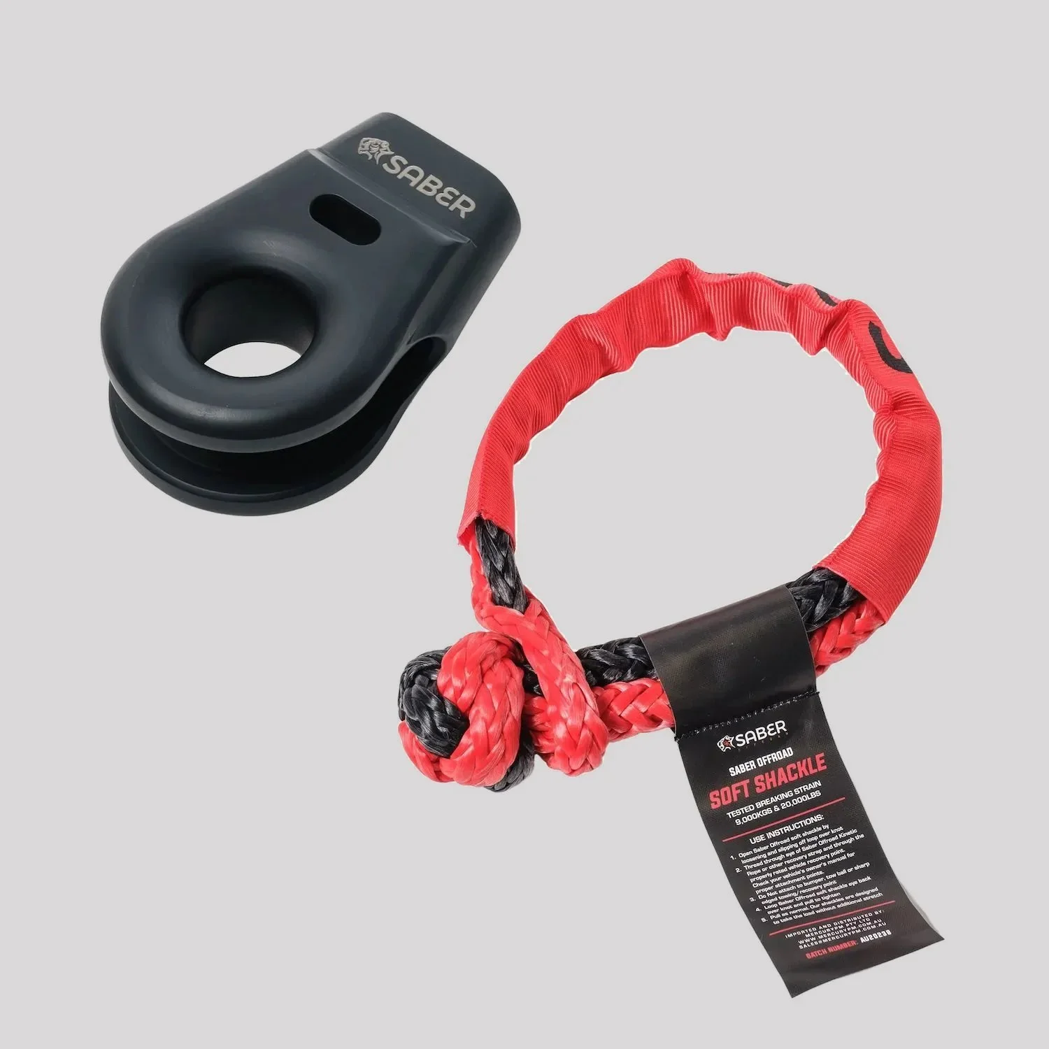 Saber Aluminium Spliced Winch Thimble & 9K Soft Shackle BUNDLE – Cerakote Black – Saber Offroad