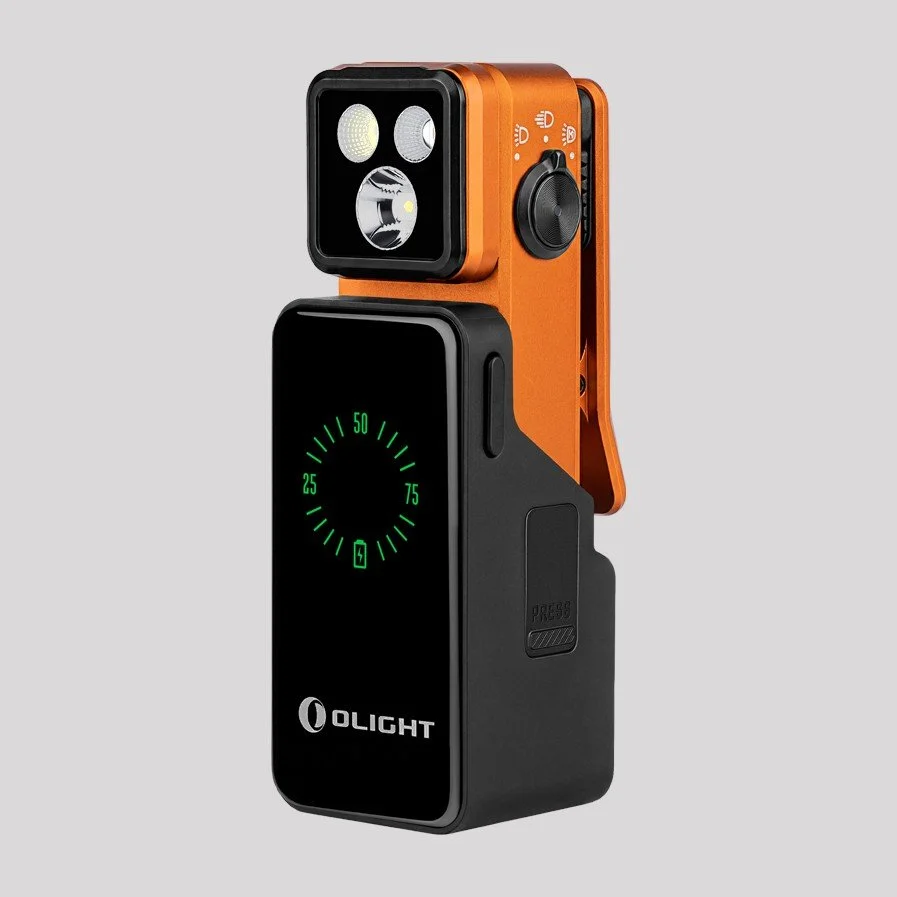 Olight Oclip 2 Pro Clip Flashlight – Orange, Premium with charging dock
