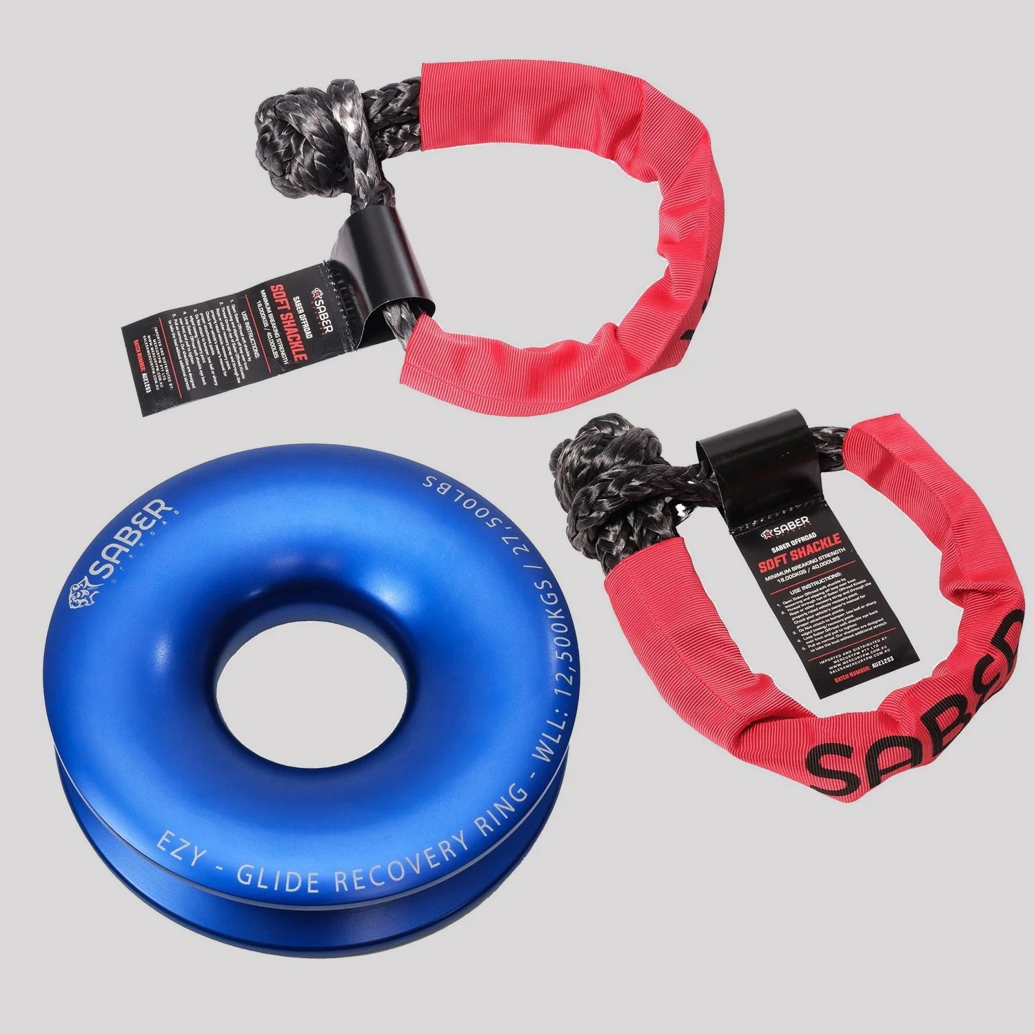 Saber Ezy-Glide Recovery Ring + Twin 18K Sheath Soft Shackles Kit – Saber Offroad