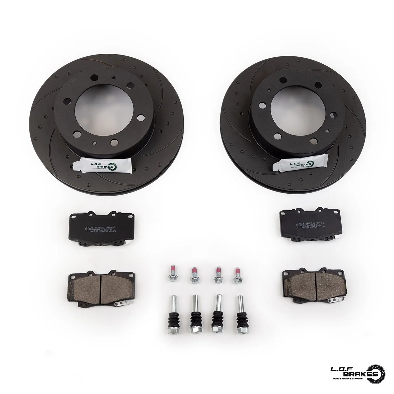 LOF POWERspec Front Brake Kit - Toyota Hilux 3.0 D-4D (08-12) Inc ESP