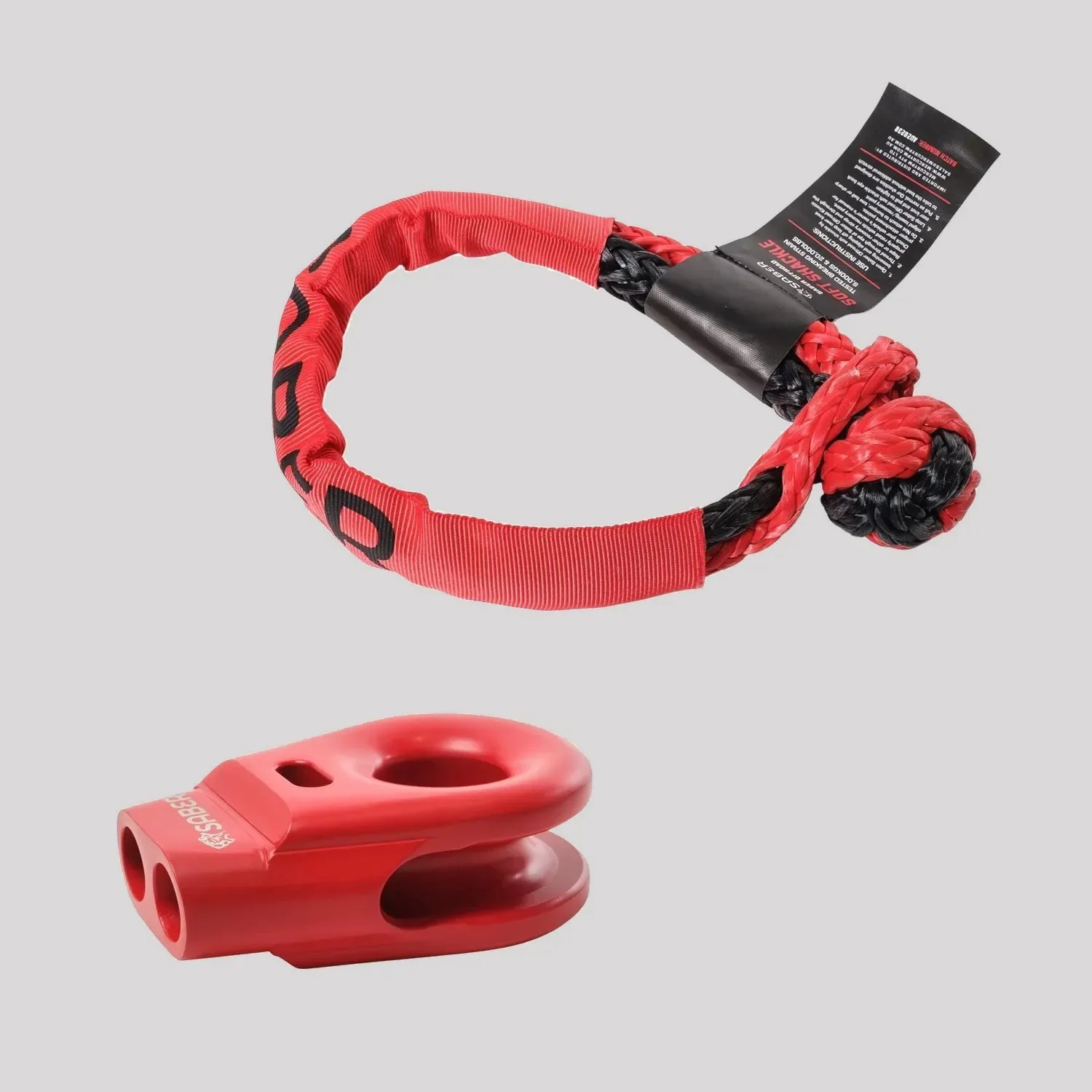 Saber Aluminium Spliced Winch Thimble & 9K Soft Shackle BUNDLE – Cerakote Red – Saber Offroad