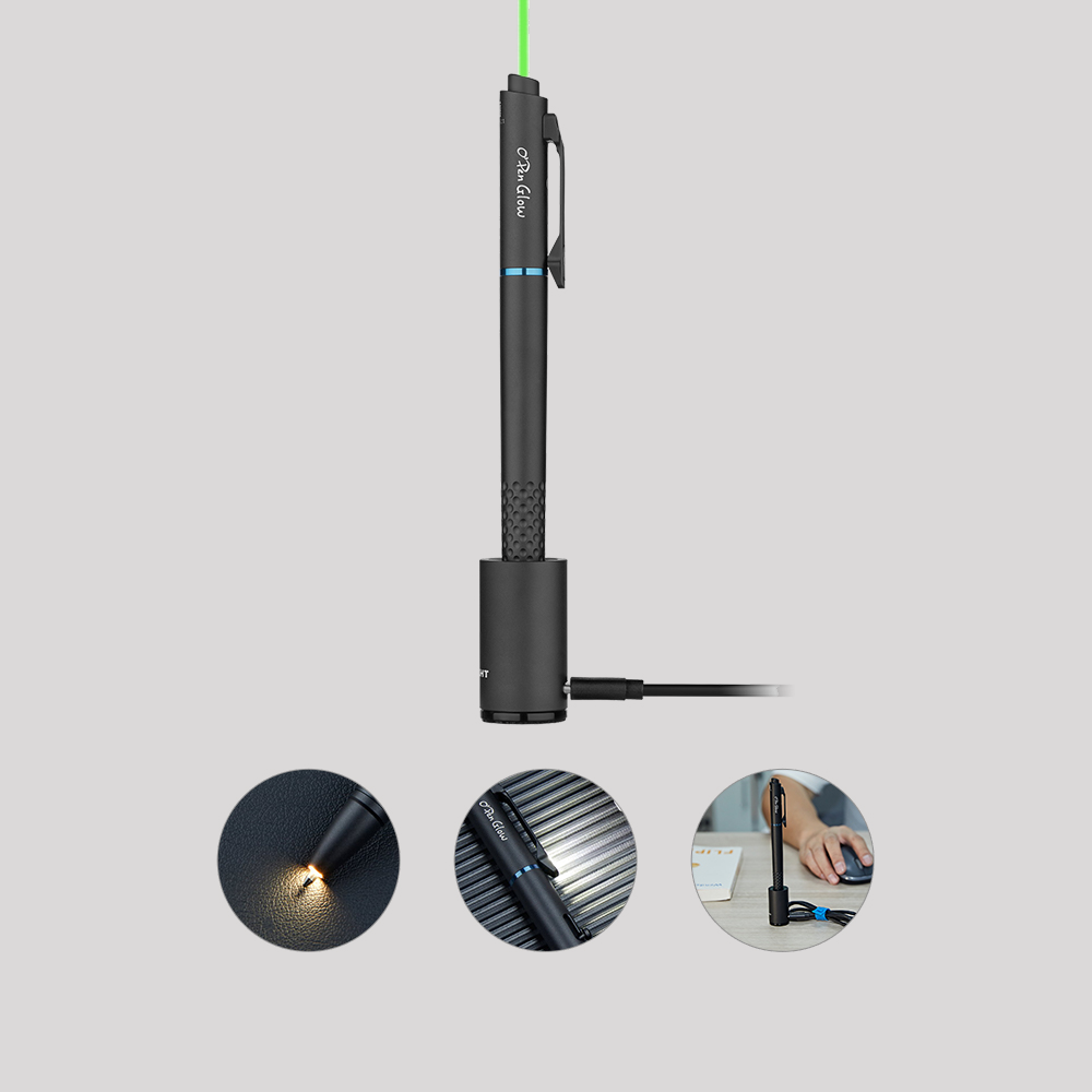Olight O'Pen Glow Penlight – Black with charging base