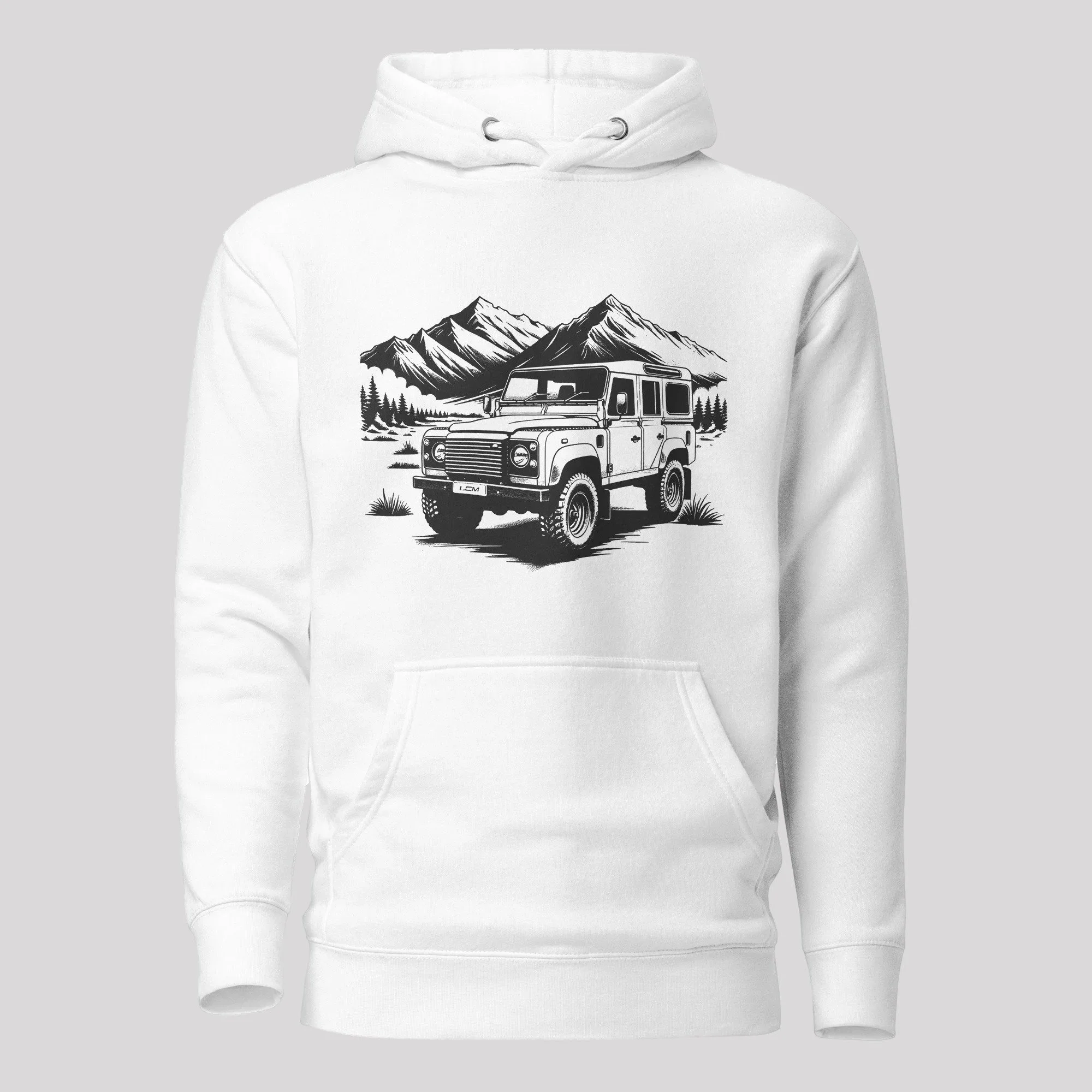 Land Rover Defender Mountains hoodie – White