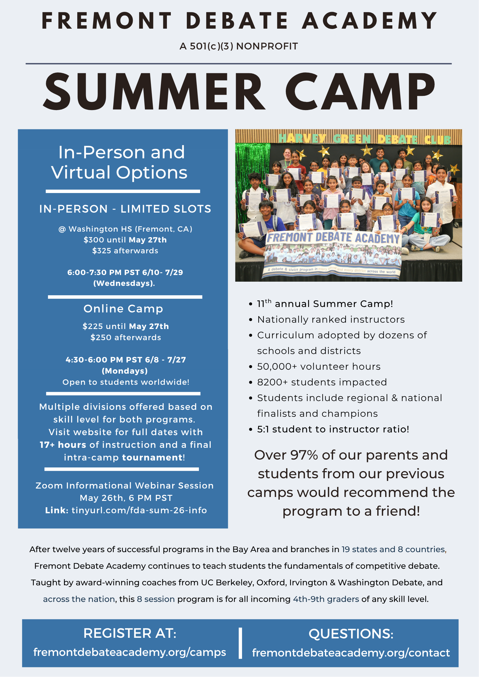 Fremont Debate Academy In-Person Summer Camp 2026