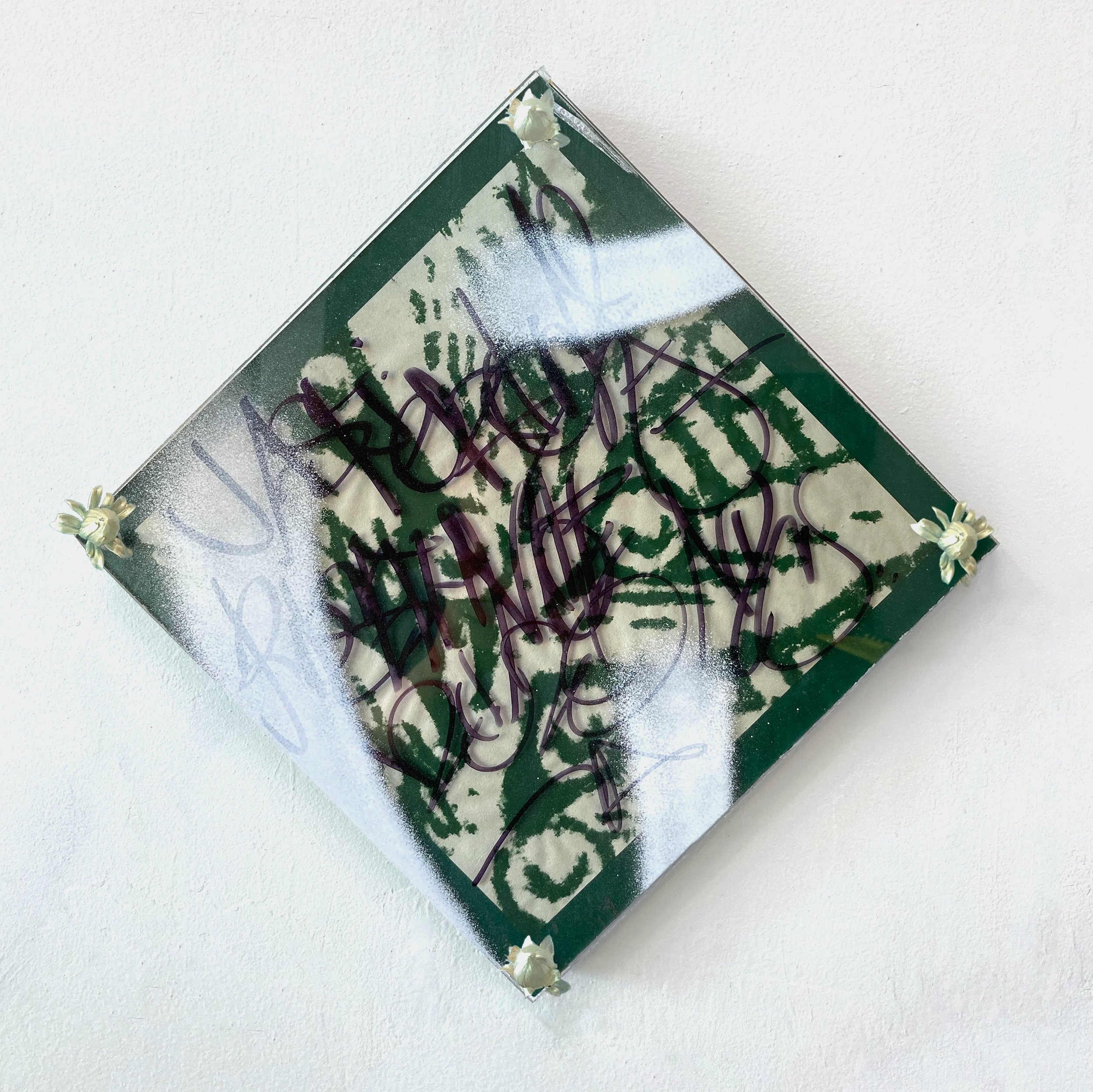 FTM (40.749711, -73.943608) - Green Bill Board, 2020, 14 x14 inches.