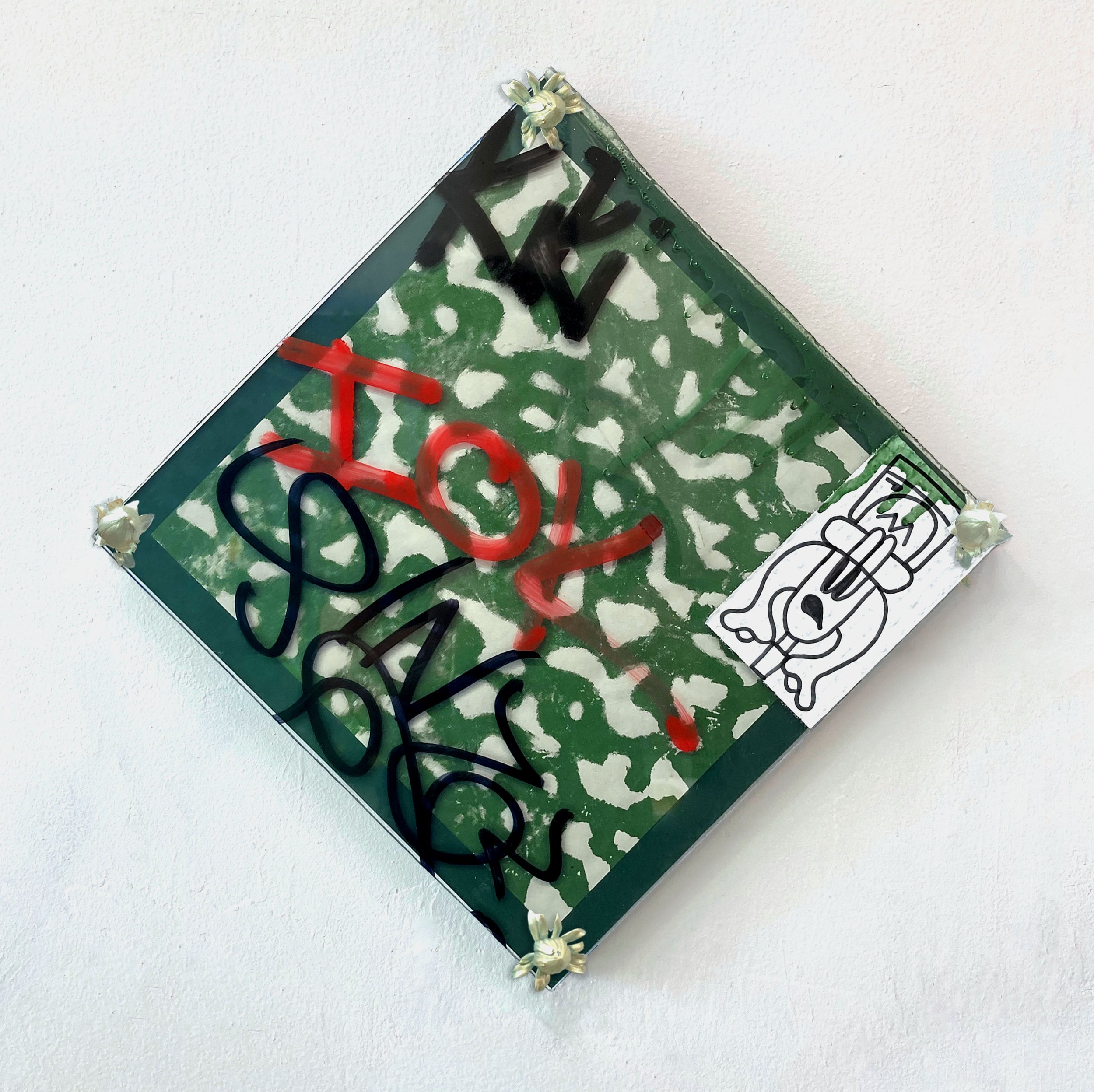FTM (40.763804,-73.924916) - Green Bill Board, 2020, 14 x14 inches.
