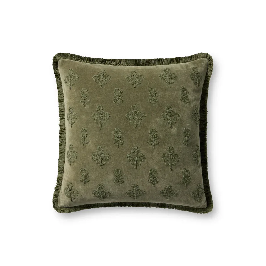 Olive Floral Pattern Pillow