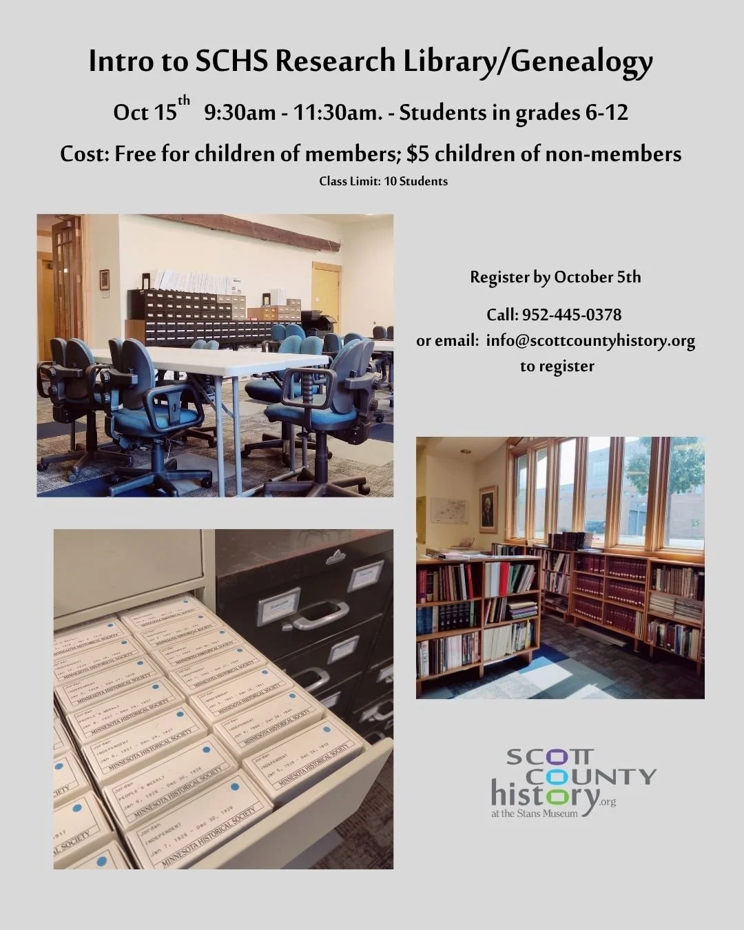 Kids Day Off: Intro to SCHS Research Library/Genealogy