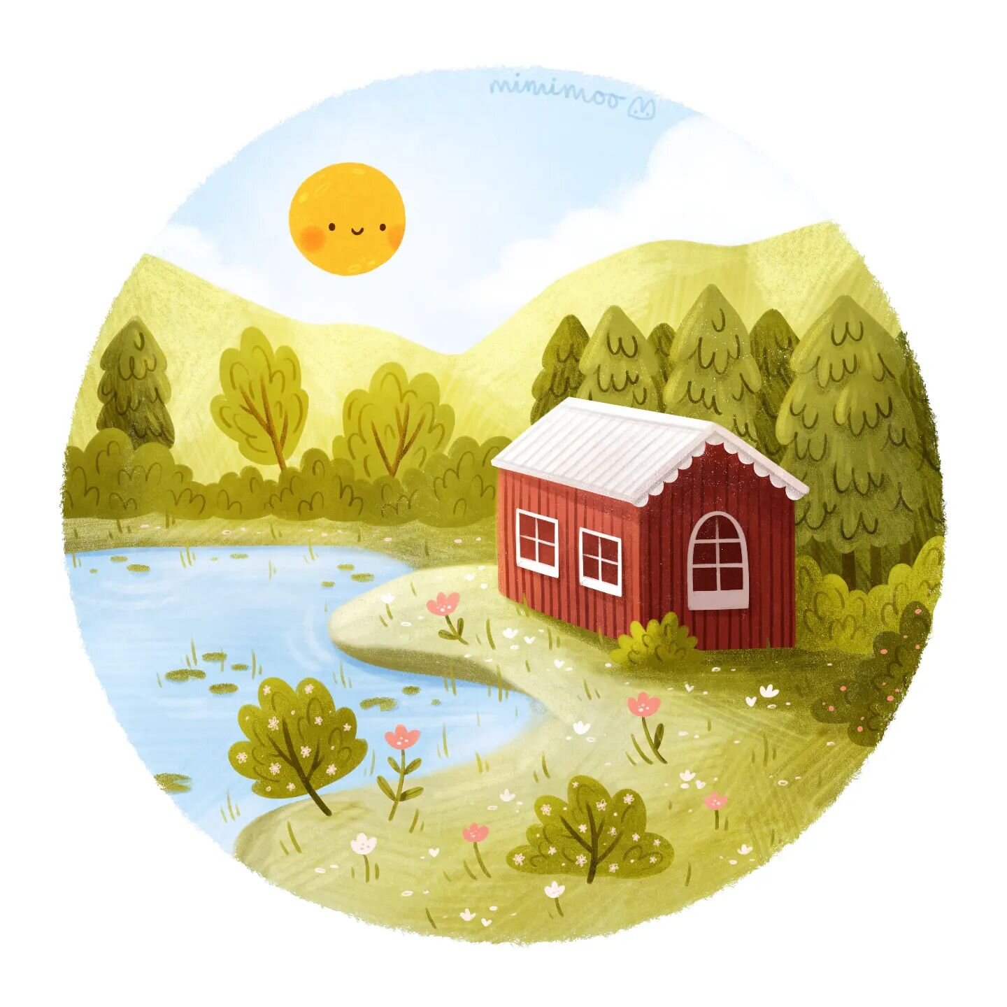 Inspired by the beautiful cabins I saw in Sweden earlier in the summer ☀️🌲🌷

Anybody else want to spend a few weeks here drawing? 🙋&zwj;♀️

🌷 Brushes I used (from my brush packs): Mimi Simple Sketching, Mimi Clean &amp; Simple, Mimi Chunky Crayon