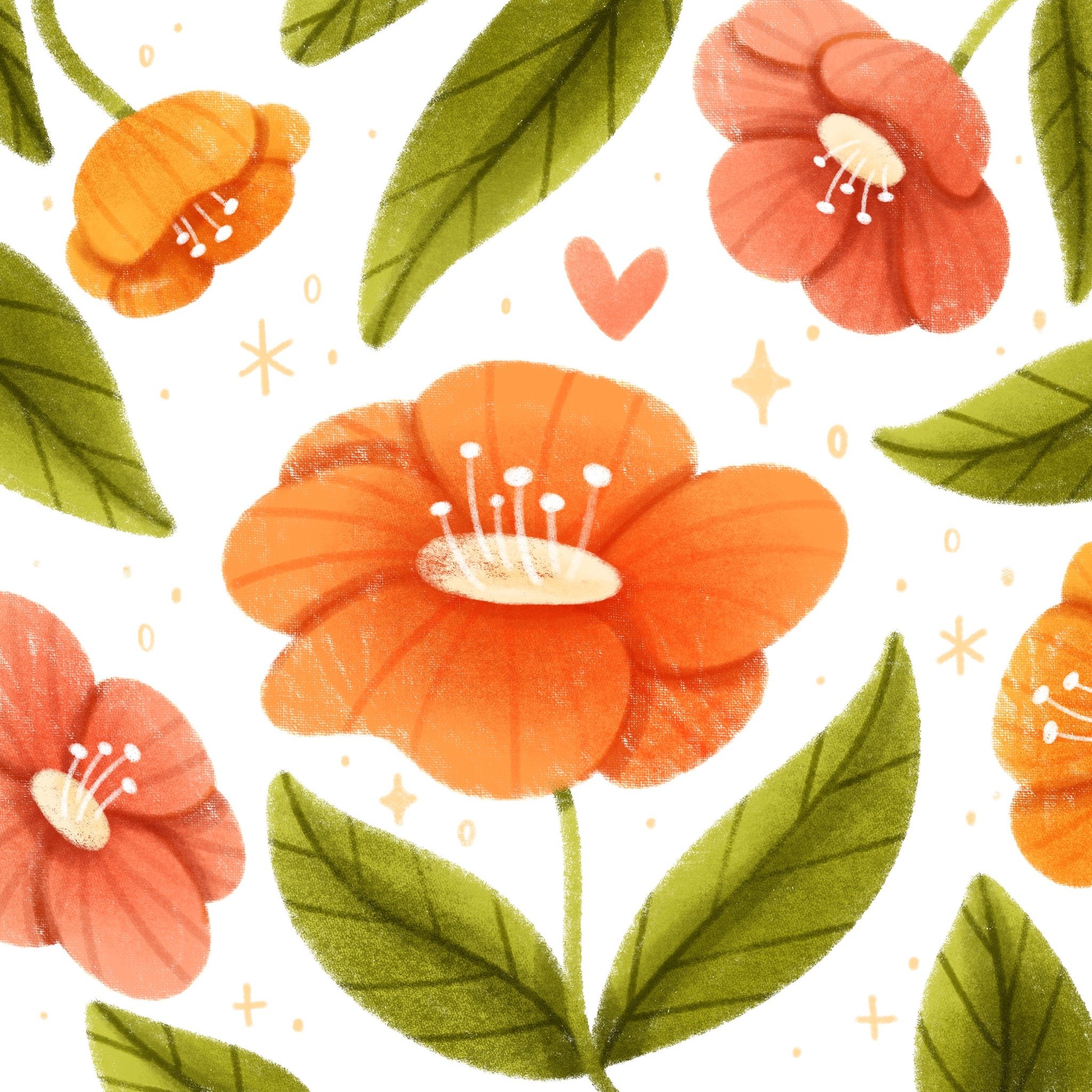 Some flowers I drew in Procreate with my new brushes - I think they'd make a lovely pattern!

Swipe across for a texture closeup (I'm obsessed) 😍

Brushes I used (from my brush packs):
🌷 Mimi Simple Sketching for initial sketch
🌷 Mimi Canvas Brush