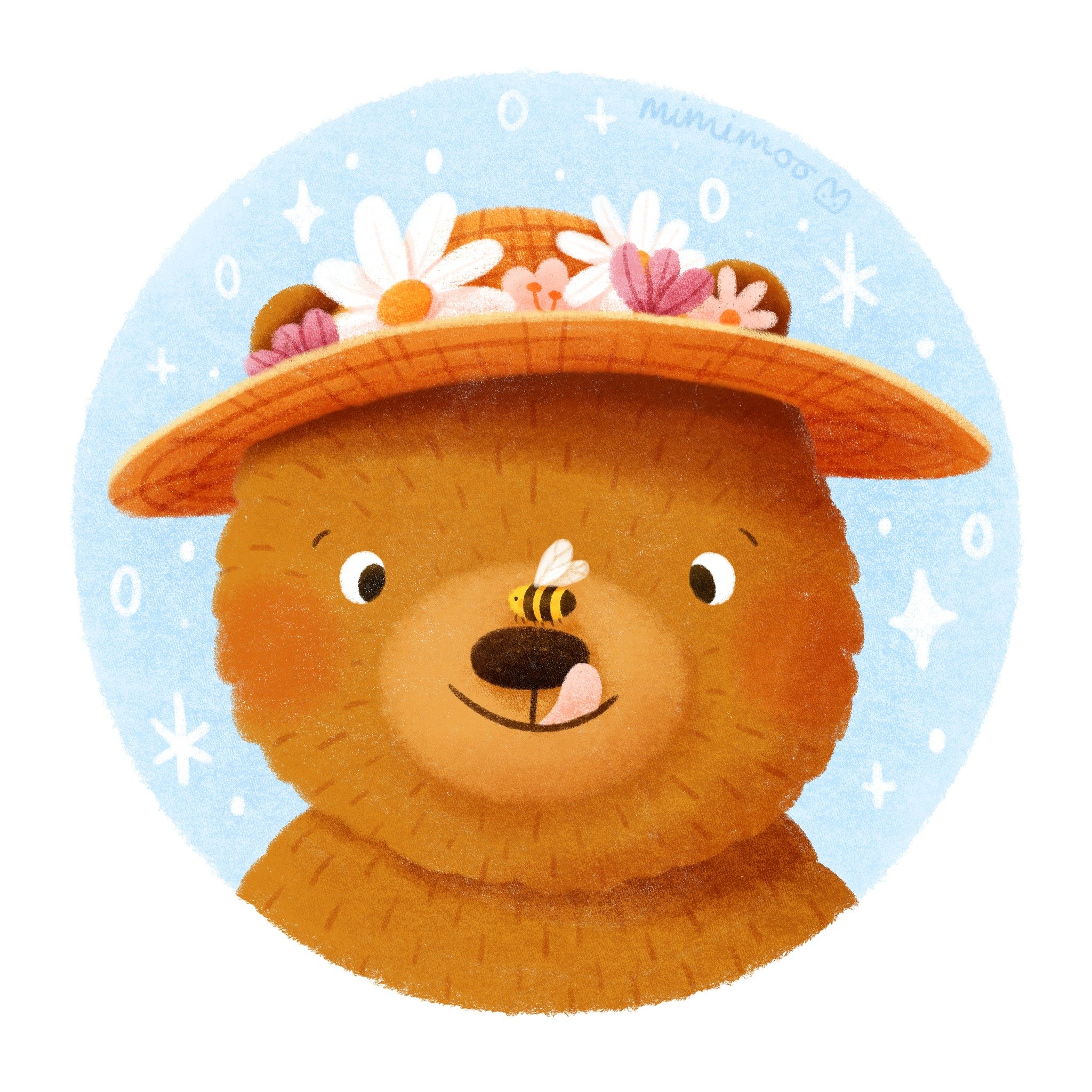Finally drew another one of my prompts from my 2024 prompt list! This one is 'bear in a sunhat' 🐻🐝💖

Brushes I used (from my brush packs):
🌷 Mimi Simple Sketching for initial sketch
🌷 Mimi Big Fuzzy Brush and Textured Pencil for colouring shapes
