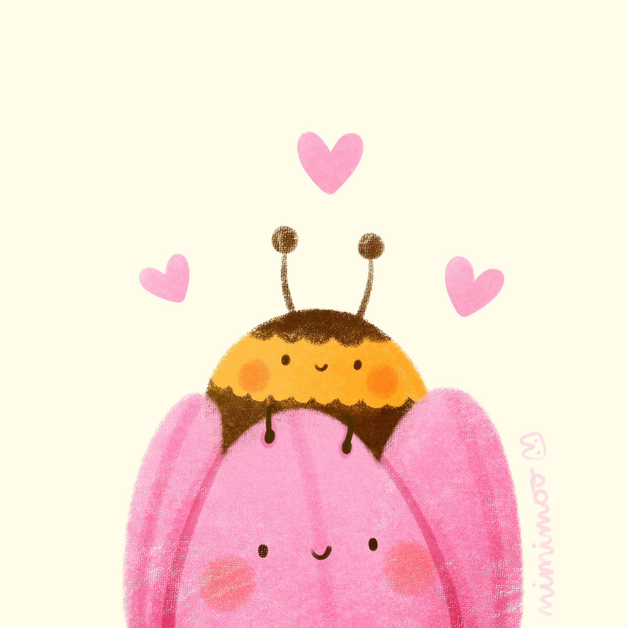 I think I like this composition of these two better than the first time I posted them (swipe for the original composition), it feels a bit cuter!

Brushes I used (from my brush packs):
🌷 Big Fuzzy Brush &amp; Canvas Brush for colouring shapes
🌷 Tex