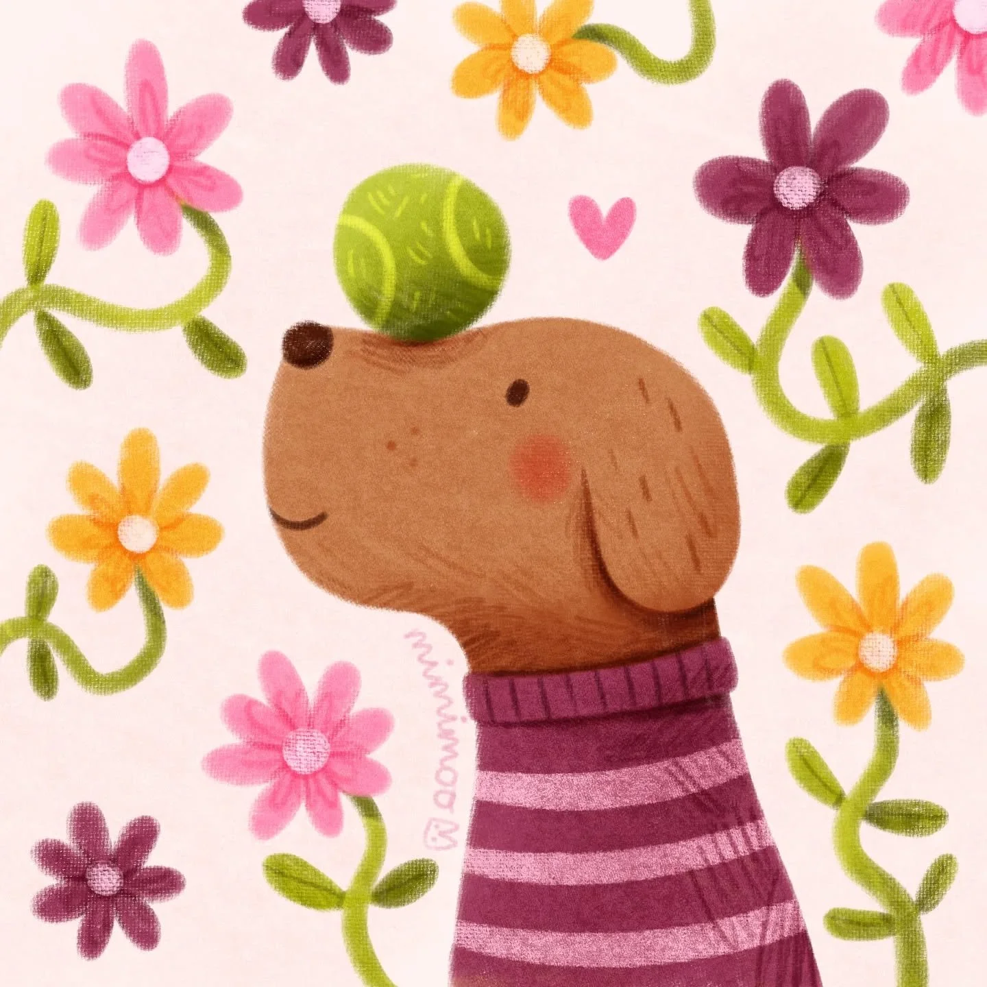 A little doggy inspired by a drawing my boyfriend did on my iPad today (see his original on the second slide) 💖

I think I might prefer his version, it's so sweet and simple!

Brushes I used (from my brush packs):
🌷 Soft Canvas Pencil for sketching