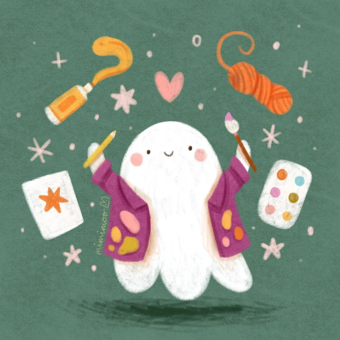 Raise your hand if you have more art hobbies than you can keep up with š‍āļøš»
'Spooky crafternoon' is the fifth prompt of #TheSpookyArtistChallenge that I'm co-hosting with @dakshagiri š
Drew this arty ghost in Procreate with these brushes (f