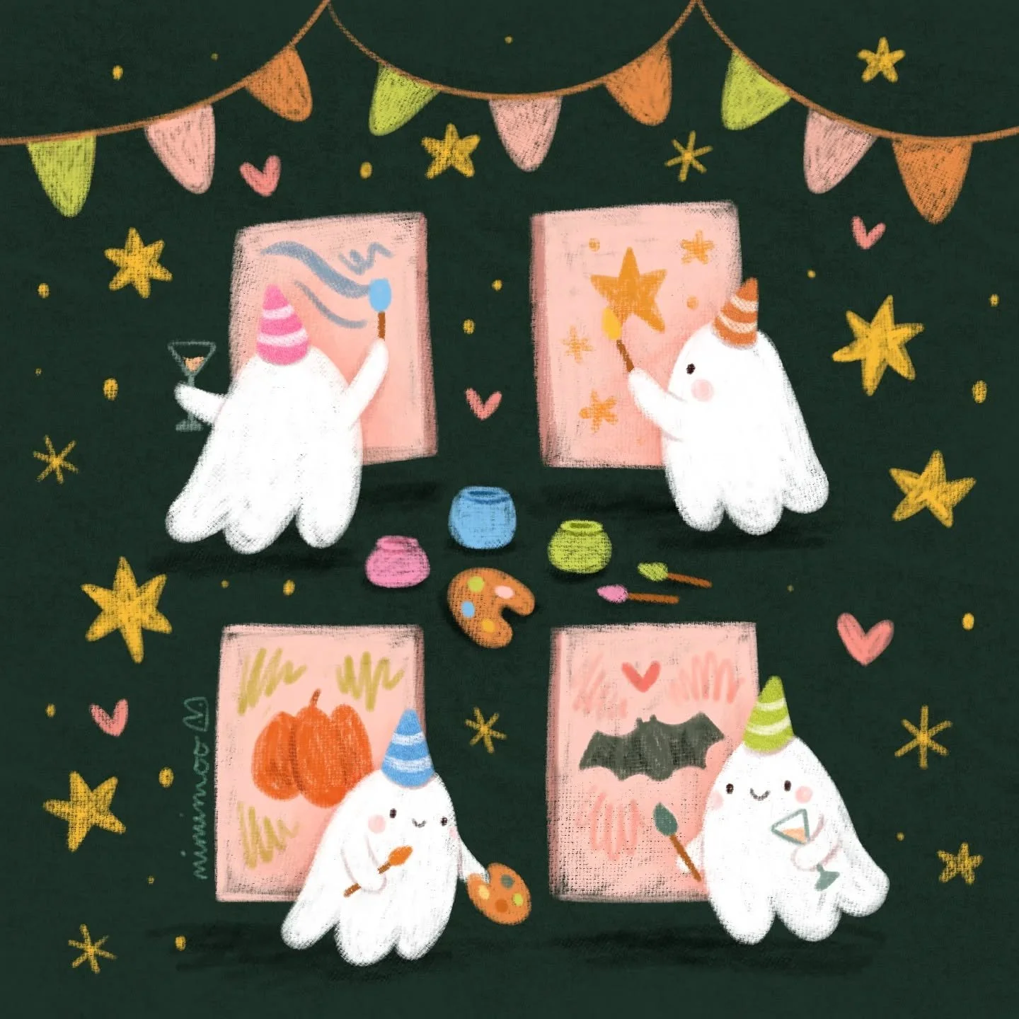 The spookiest little art party! 
This is the final drawing prompt for #TheSpookyArtistChallenge 'a ghost's art party' π»π¨ I've had so much fun co-hosting this art challenge with @dakshagiri and have loooved looking through the entries!
Brushes I u