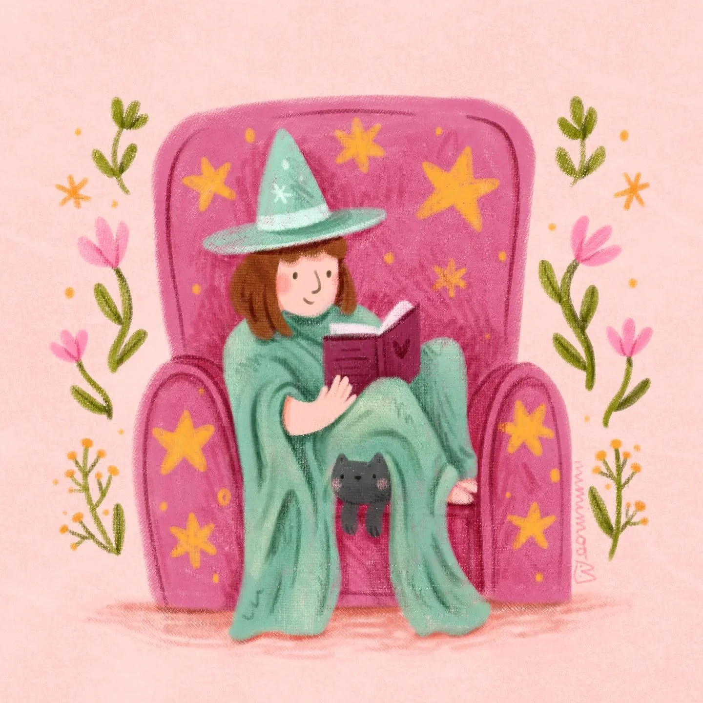 A cosy night in for this witch on the spookiest night of the year ✨

I drew this one in Procreate using brushes from my brush packs:
⭐ Soft Canvas Pencil for sketching, colouring shapes and details
⭐ Textured Pencil Light, Chunky Canvas Blender and S