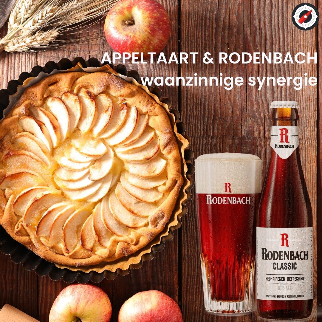 * A P P E L T A A R T * 

De gekruide zoetheid van de appeltaart 🥧 en het frisse van de Rodenbach Classic zorgen voor een waanzinnige synergie in je mond.  Rodenbach Classic een origineel Vlaams Rood Bruin bier is. Zacht zuur van smaak met een uniek