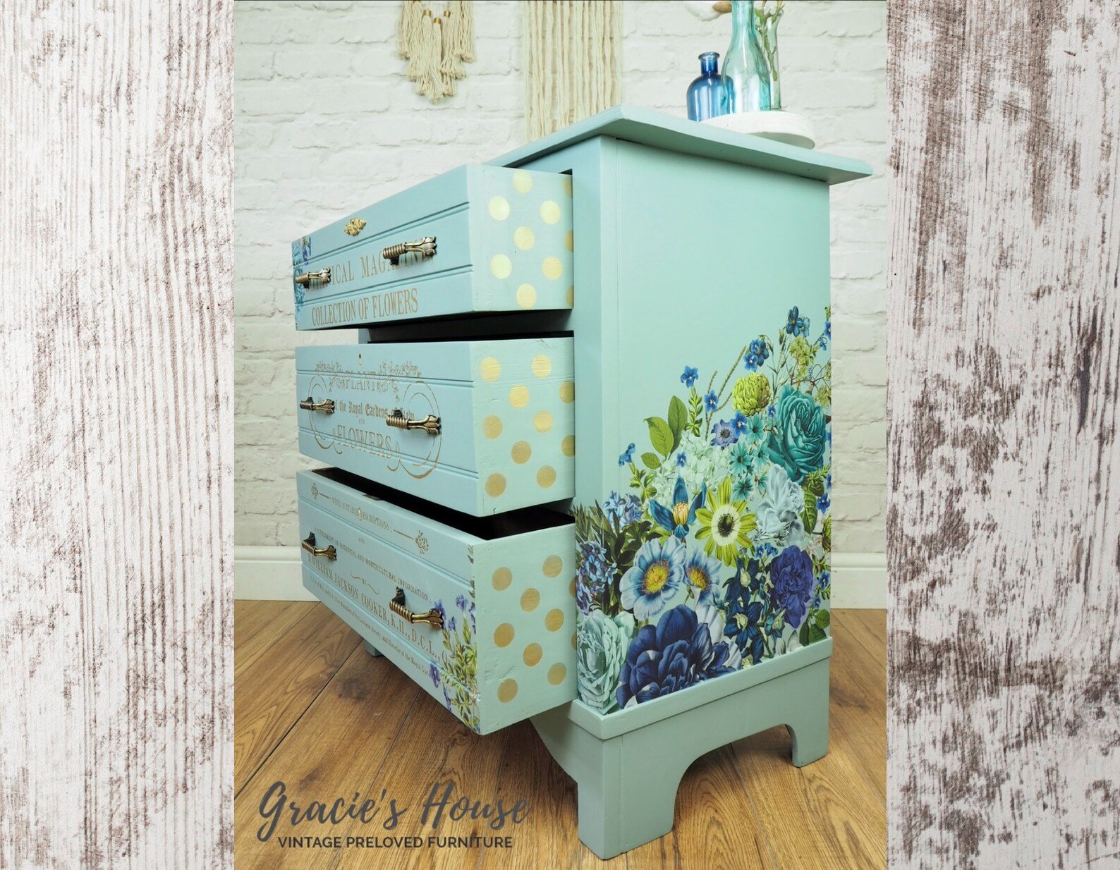 Photo of Furniture sample with large dot stencil