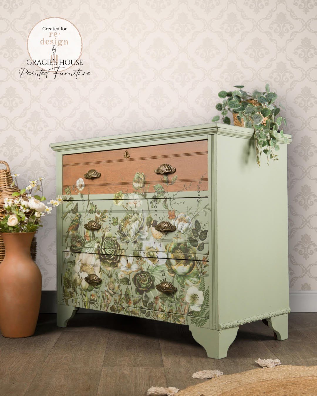 Furniture Sample with Botanical Journal Large Decor Transfer