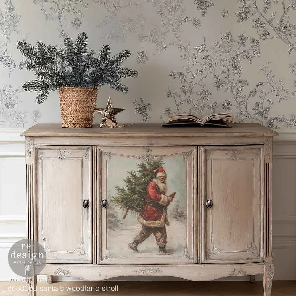 Santa's Woodland Stroll Decoupage Fiber Pack A3 Furniture Sample