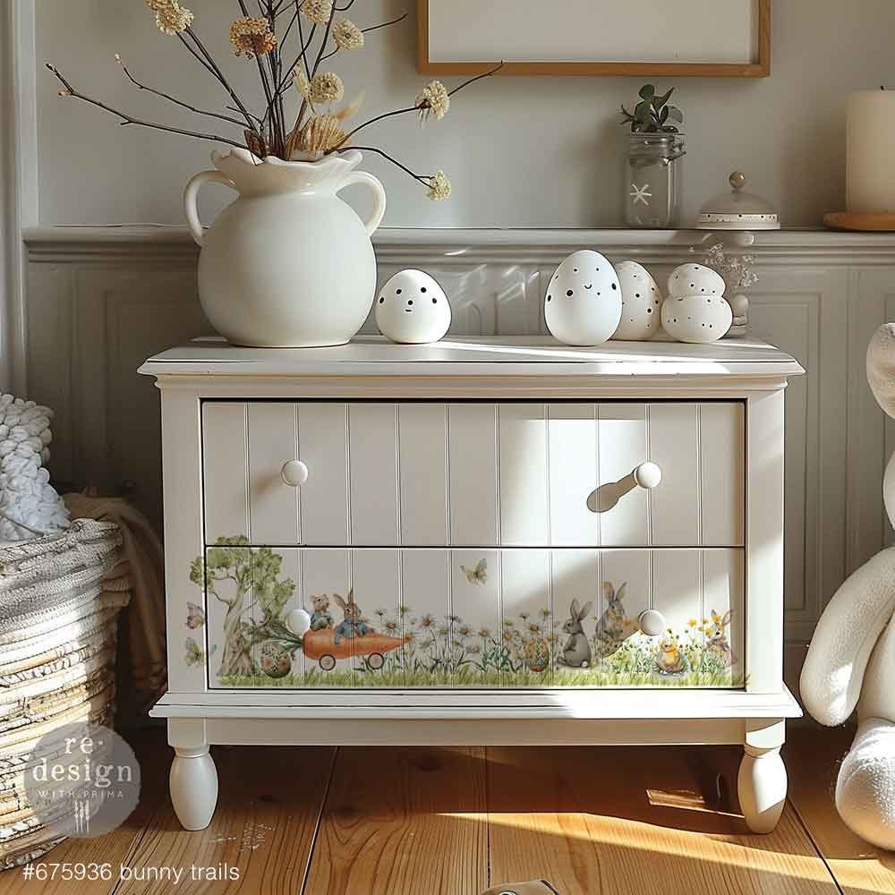 Furniture Sample with Photo of Bunny Trails Middy Decor Transfer