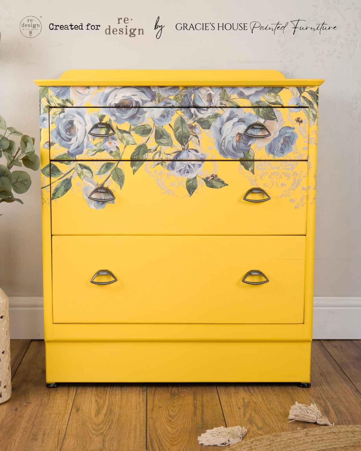 Furniture Sample with Azure Blossom Decor Transfer