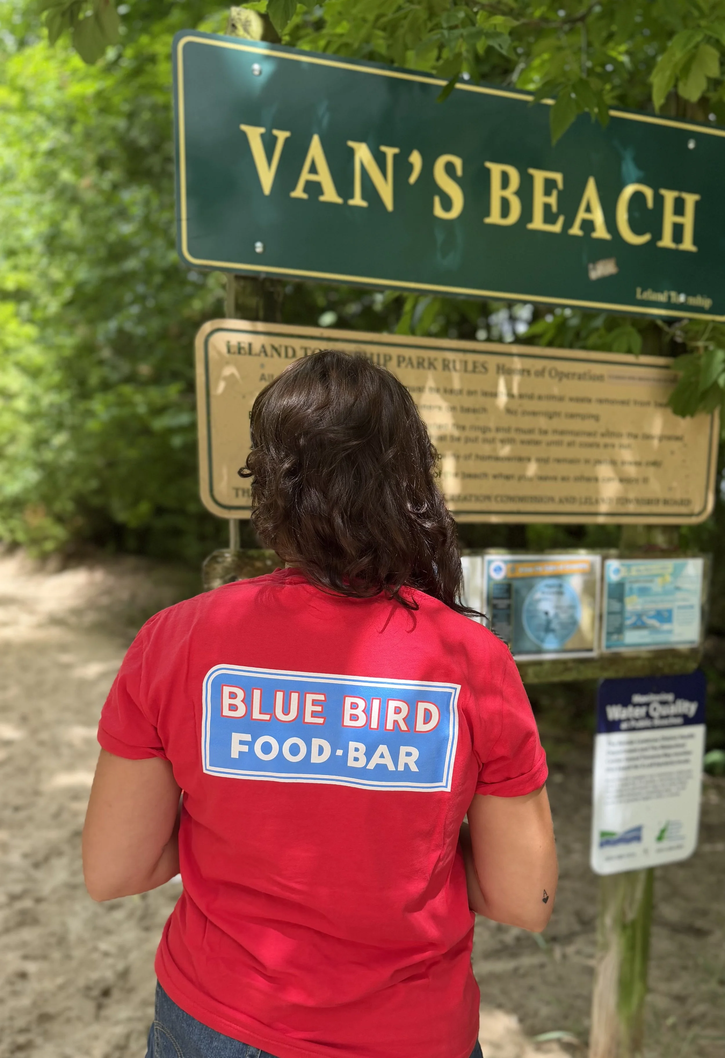 BLUE BIRD NEON SIGN TEE, BACK GRAPHIC