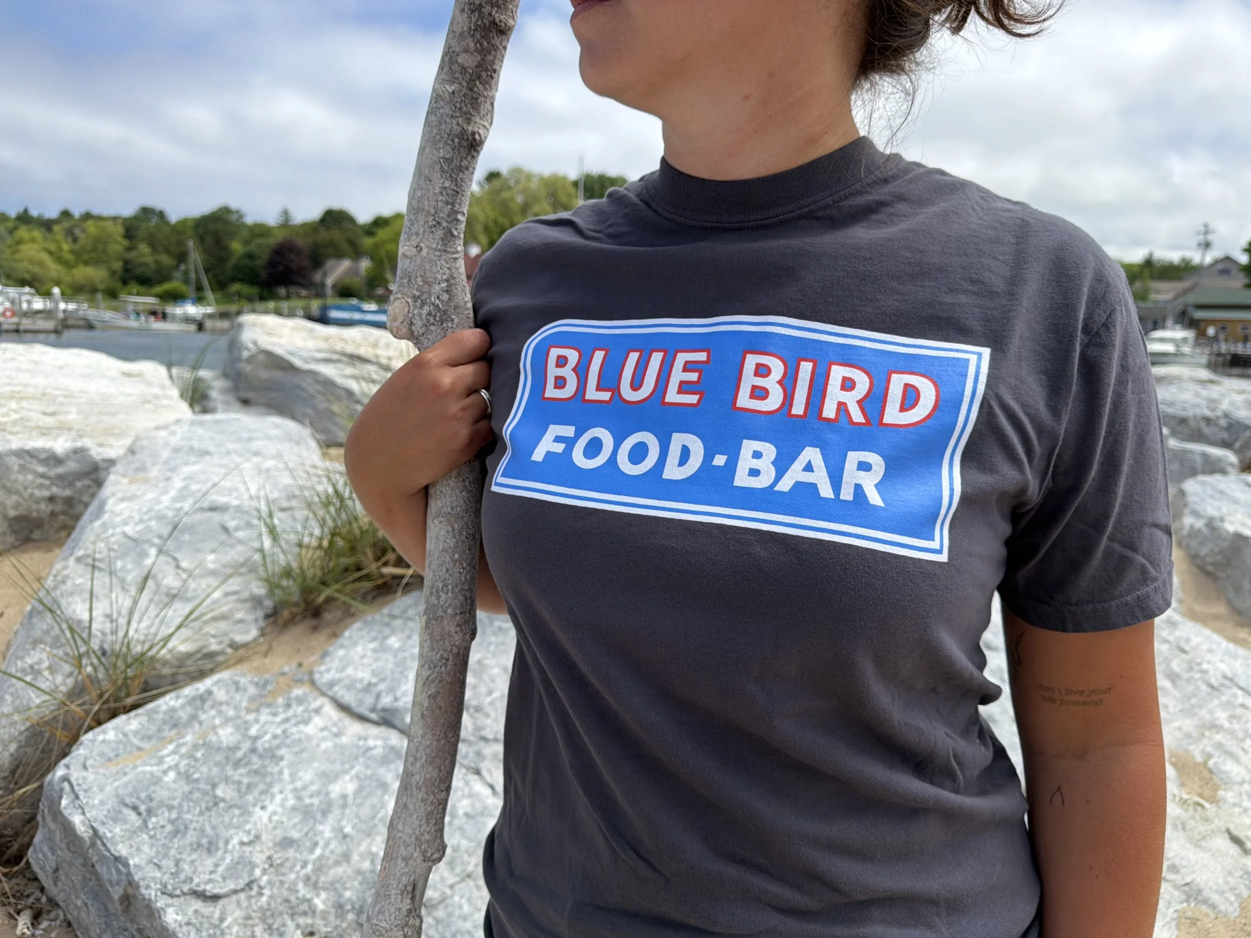 BLUE BIRD NEON SIGN TEE, FRONT GRAPHIC