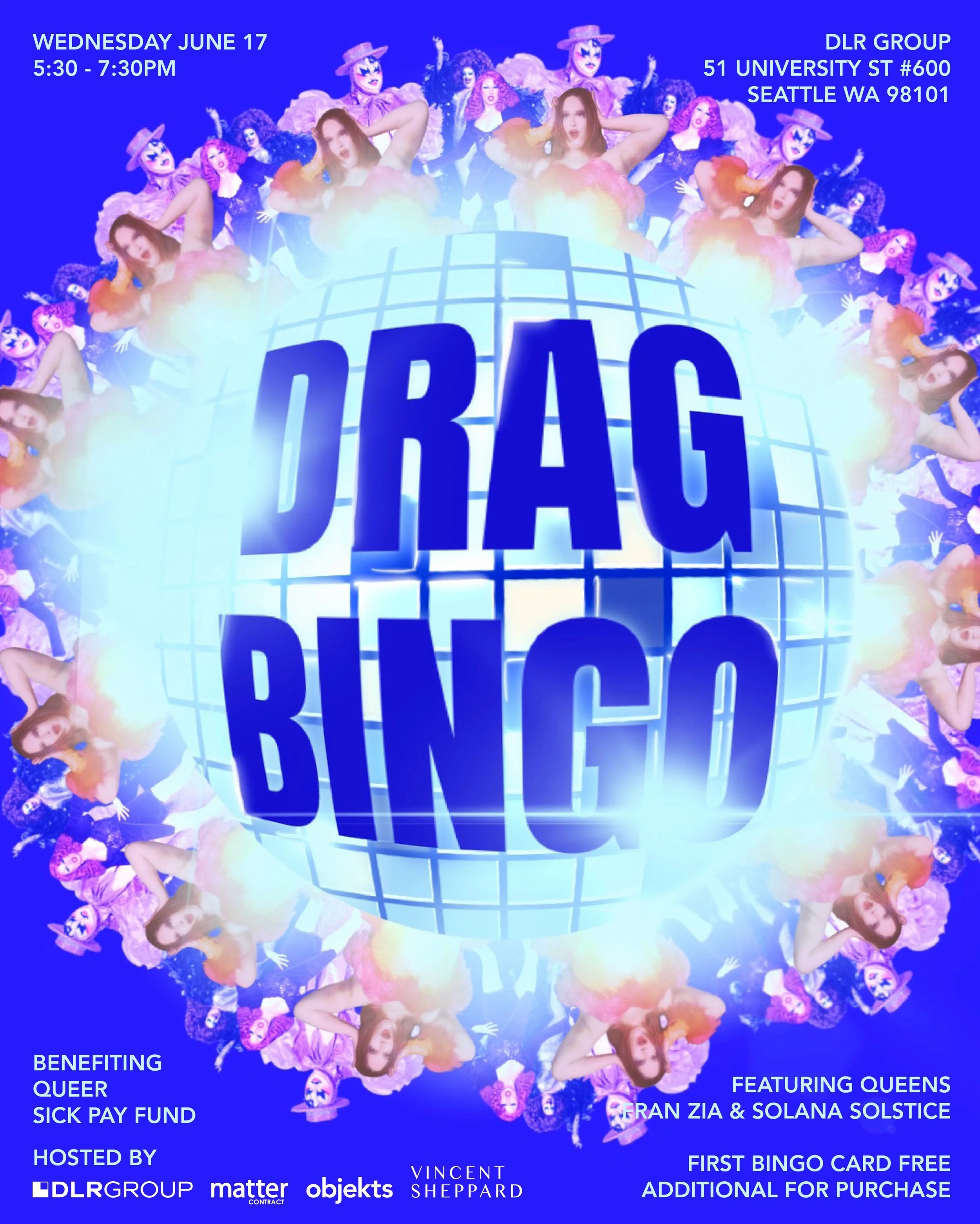 PRIDE MONTH is days away and we&rsquo;re hosting Drag Bingo in Seattle and Portland again with DLR Group, objekts, and Vincent Sheppard! RSVP to join. Link in bio. 🪩