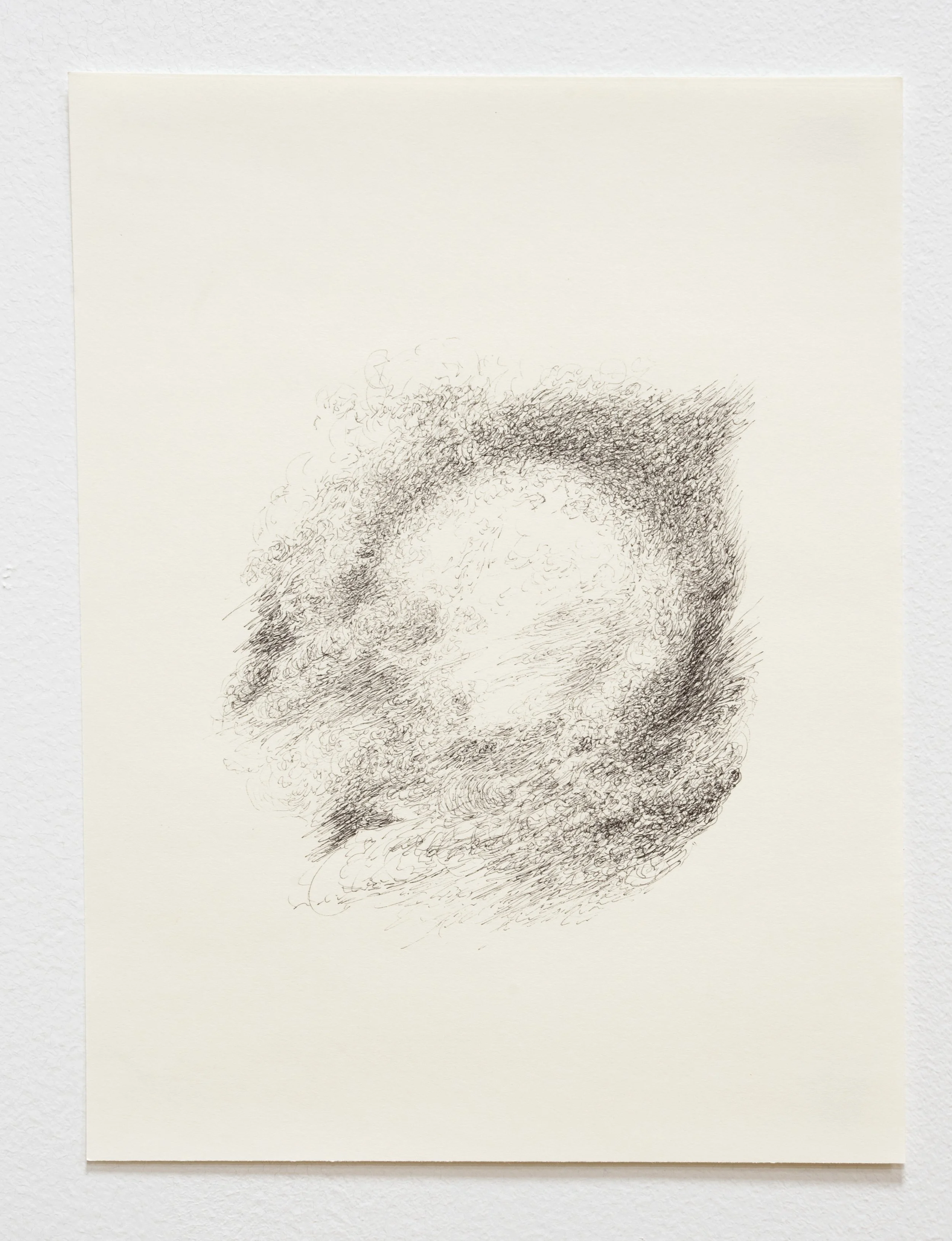  Satelite Moon. 2025.Ink on Strathmore cream drawing paper. 9 × 12 inches. Private collection. 