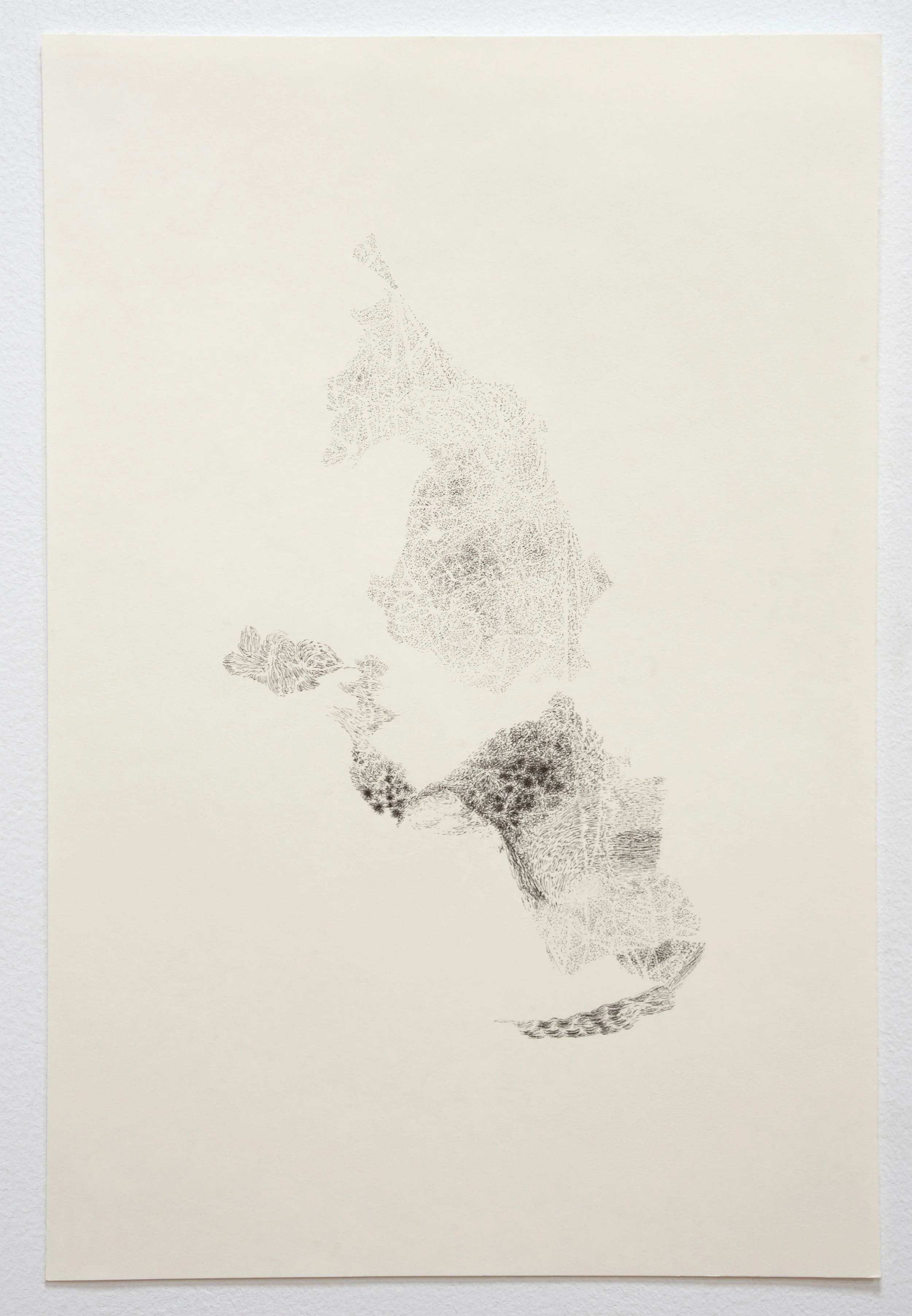  Tangamong Cosmos. 2025. Ink on Strathmore cream drawing paper. 12 × 18 inches. Private collection.  