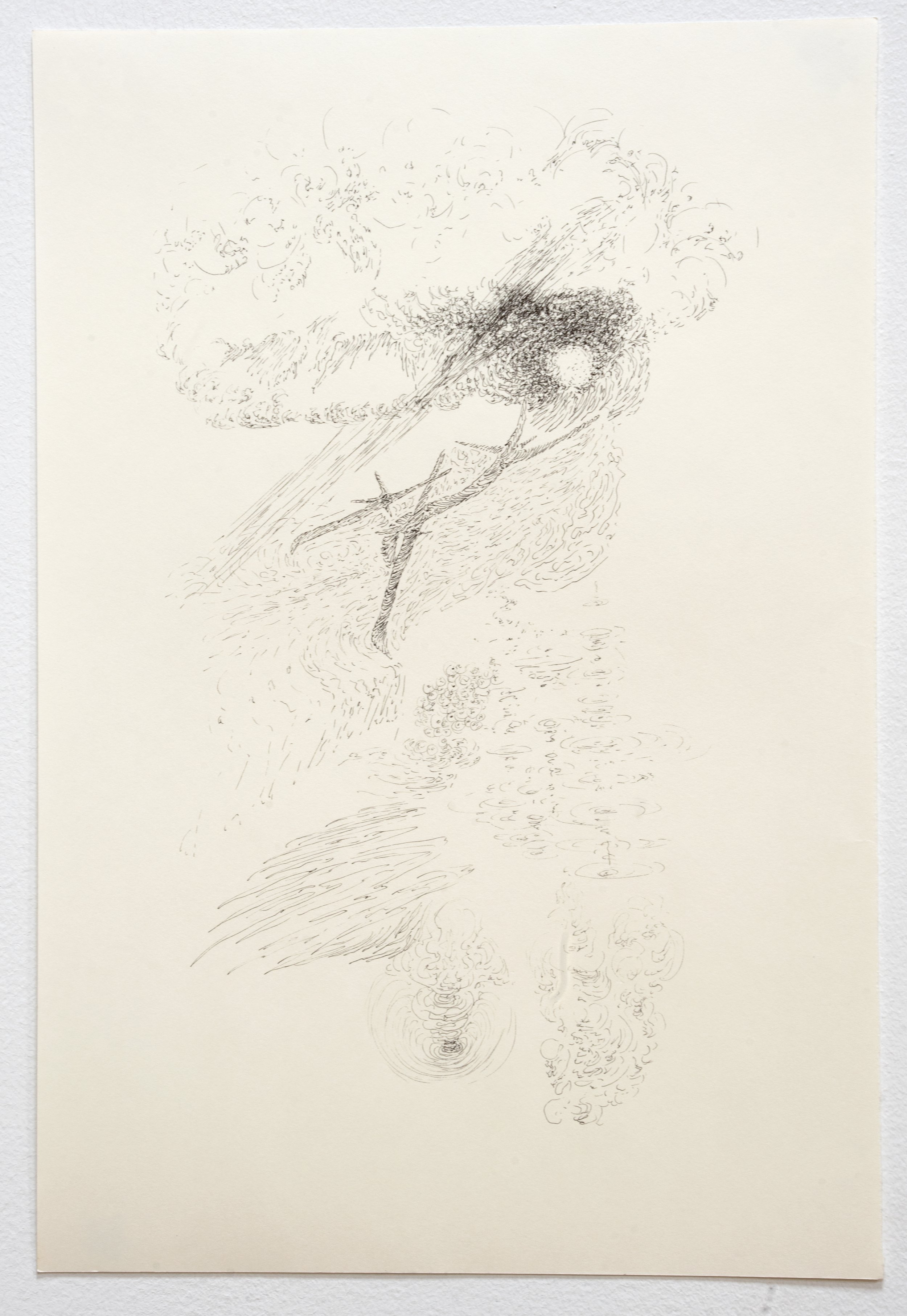  the field. 2025. Ink on Strathmore cream drawing paper. 12 × 18 inches. Private collection.  