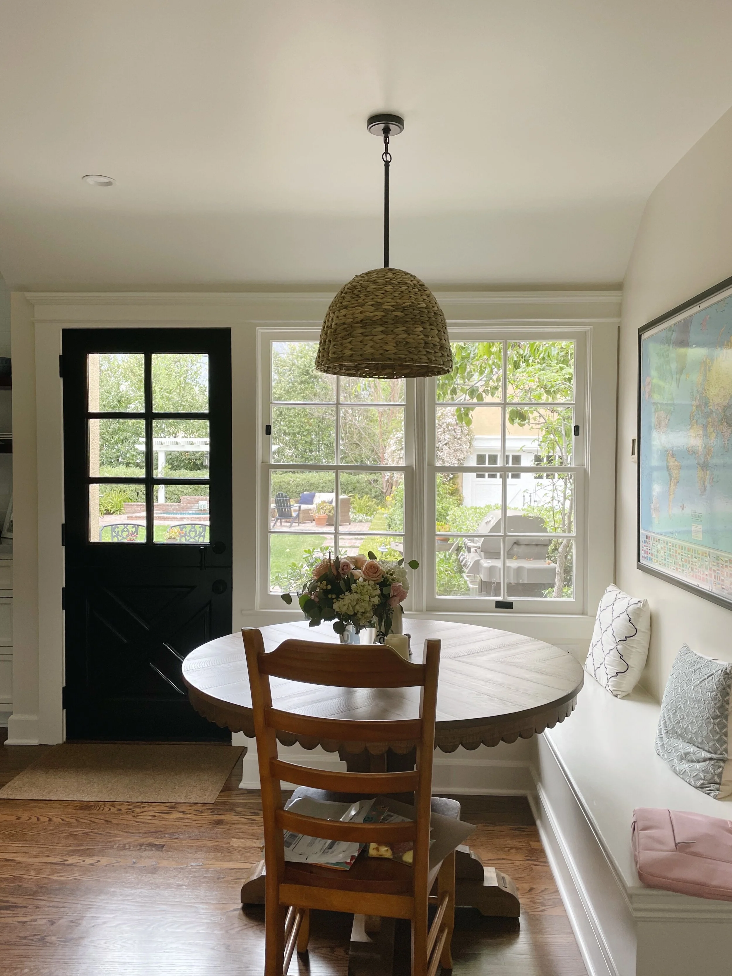 The cutest little breakfast nook! (cushions to come with some new chairs)