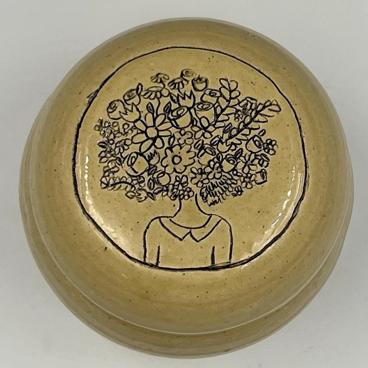 Gardenhead Jar / clay with underglaze
