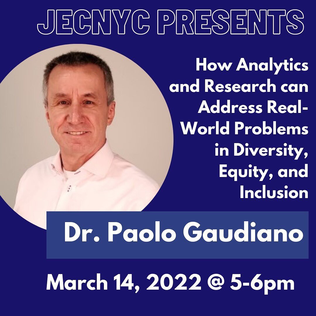 Join us tomorrow, March 14, from 5-6 pm to learn &ldquo;How Analytics and Research can Address Real-World Problems in Diversity, Equity, and Inclusion,&rdquo; with our special guest, Dr. Paolo Gaudiano!

Dr. Paolo Gaudiano is President of ARC, Chief 