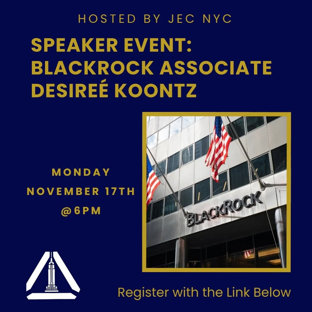 Join us on Monday, November 17th, for a speaker event with BlackRock Associate Desire&eacute; Koontz. 

Register at the link below:
https://www.universe.com/events/speaker-event-blackrock-associate-desiree-koontz-tickets-XJZ8YV

#junioreconomicclub #