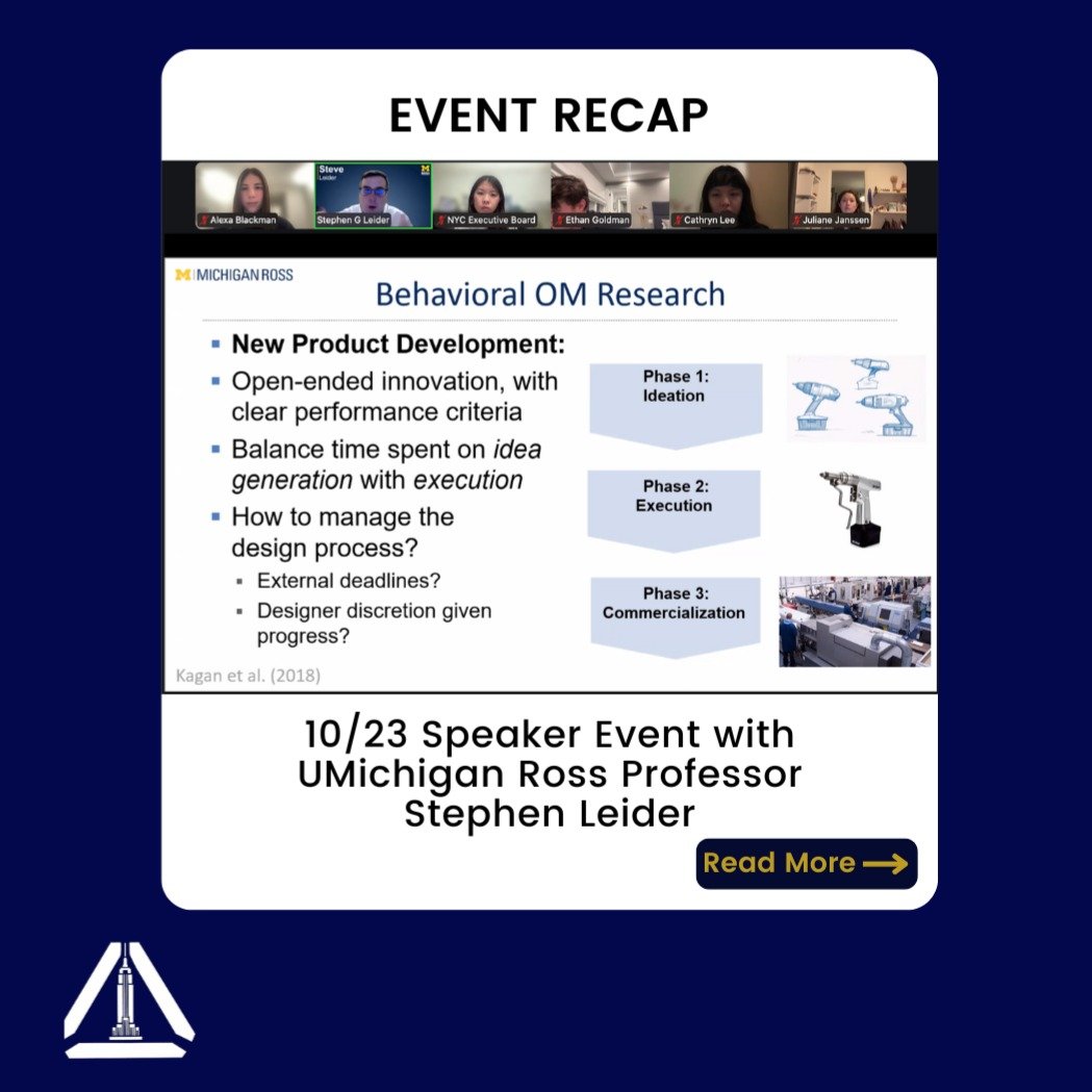 Thank you to Professor Leider for a fantastic event last Thursday!