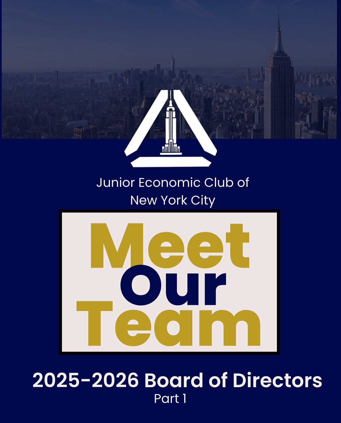 The JEC New York City is excited to announce our Board of Directors for the 2025-2026 year! (Part 1)

Leadership Team:
Emily Do, President
Jacqueline Hu, Vice President

Marketing Team:
Alexa Blackman, Chief Marketing Officer
Rohan Varia, Assistant M