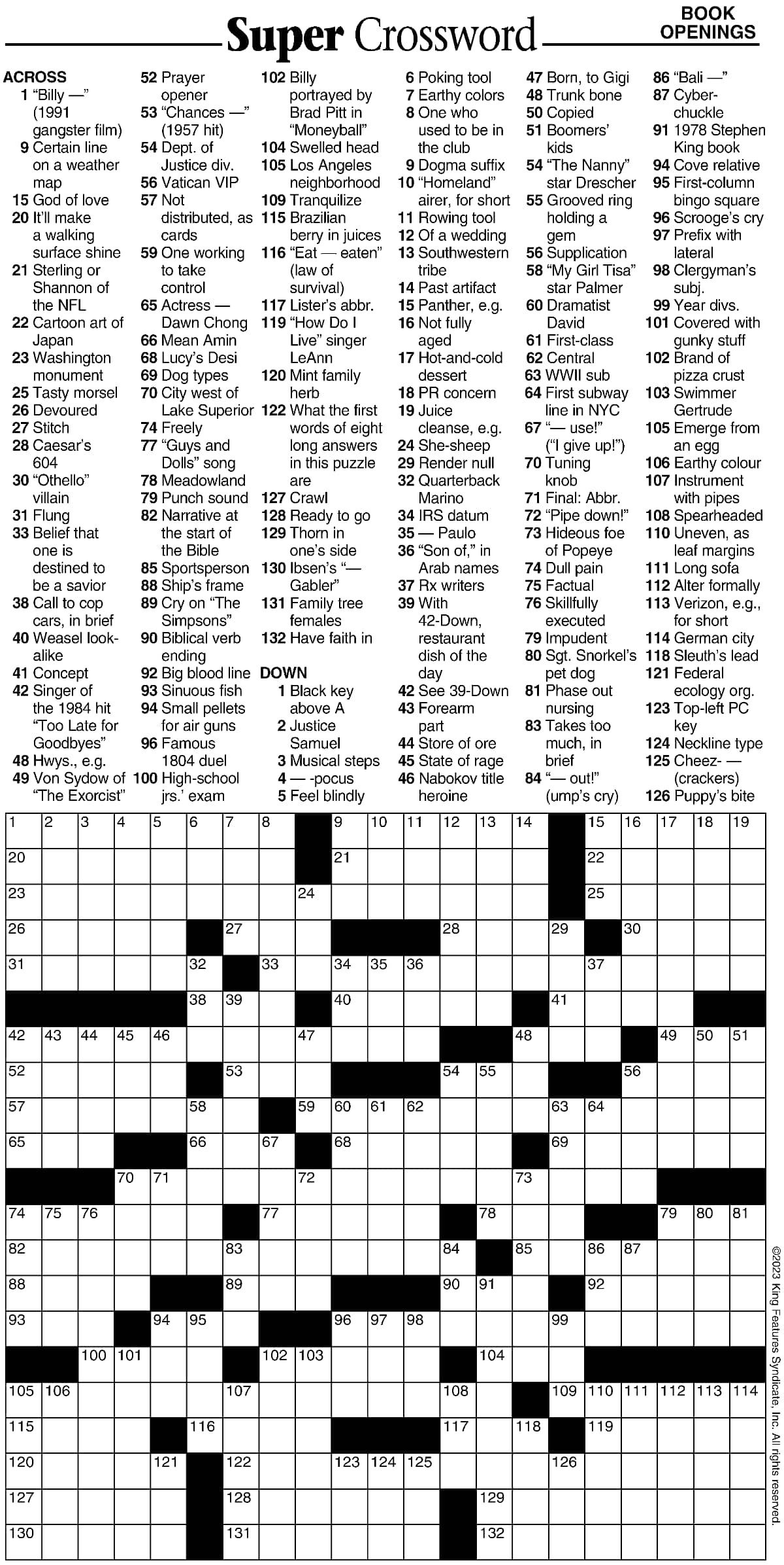 Super Crossword: Book Openings Your West Central Voice Super Crossword: Book Openings Your West Central Voice