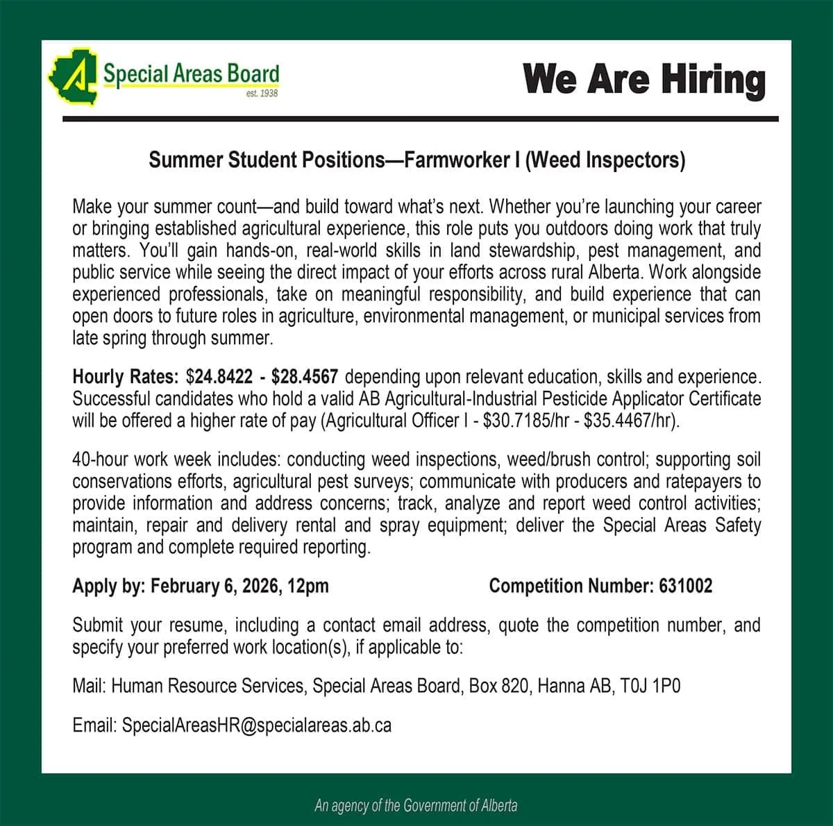 Special Areas Board We Are Hiring