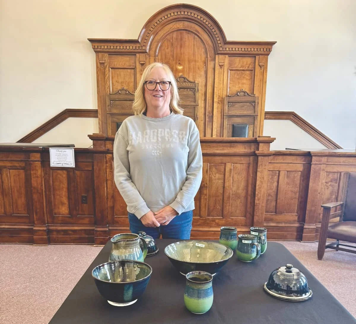 Handmade pottery on display at Kerrobert Courtroom Gallery