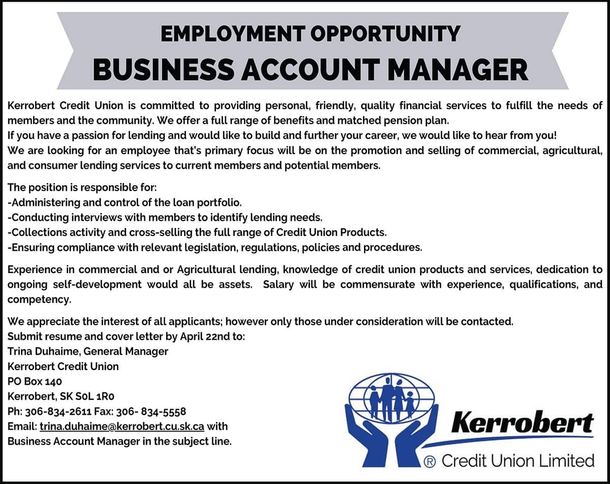 Kerrobert Credit Union Limited Employment Opportunity: Business Account Manager